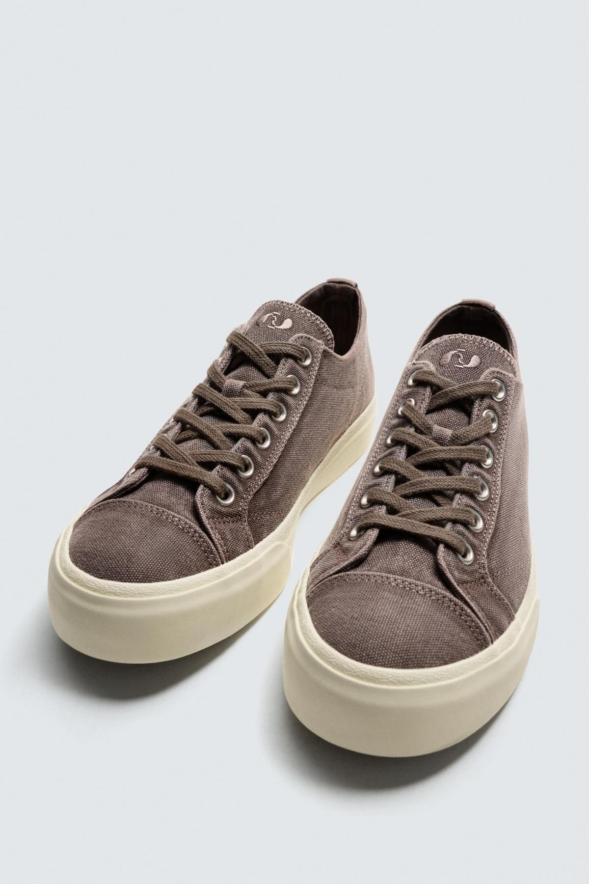 자라 미니멀 패브릭 로우탑 스니커즈 2294/620 BURGUNDY RED - 상세 이미지 2