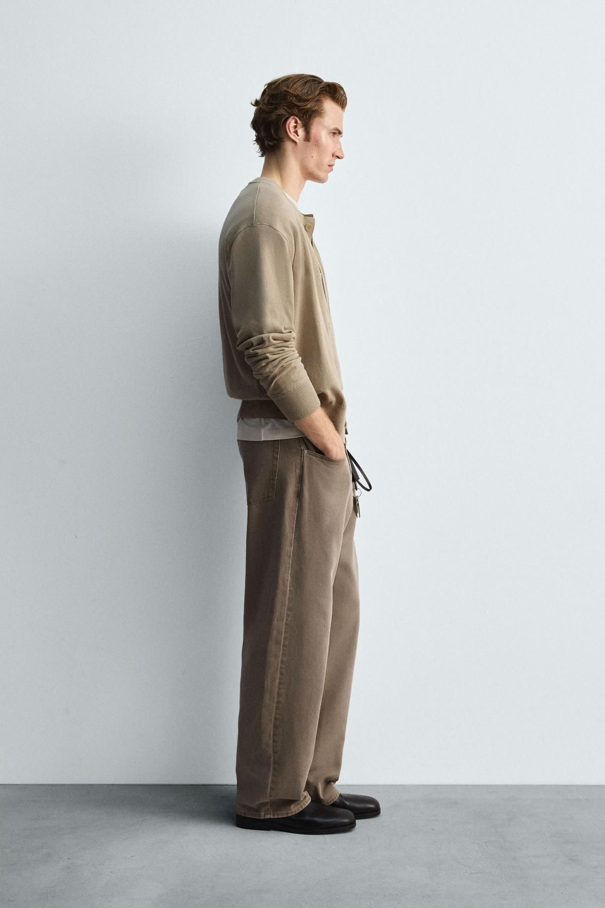 자라 와이드 배럴핏 코튼 데님 팬츠 3991/391 LIGHT BROWN - 상세 이미지 5