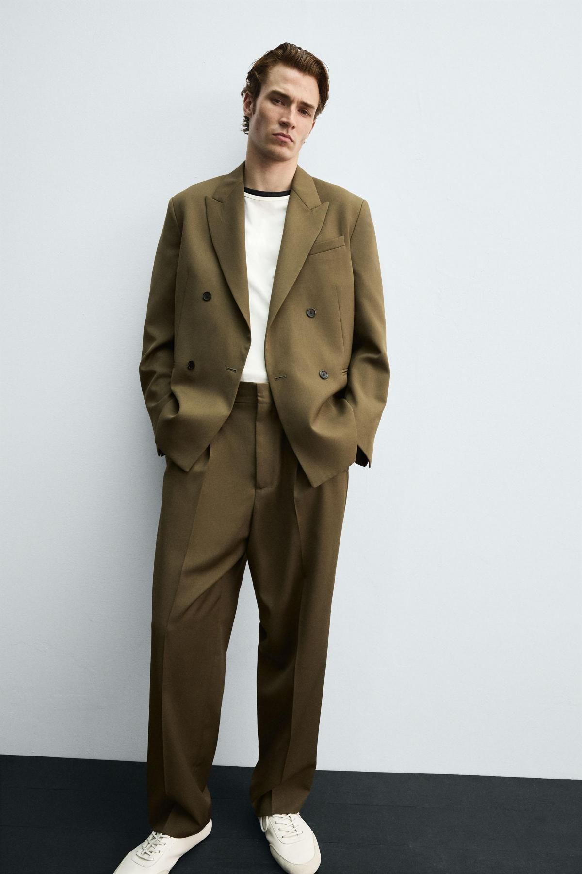 자라 테크니컬 울블렌드 테이퍼드 플리츠 수트 팬츠 5787/203 DARK OLIVE - 상세 이미지 5