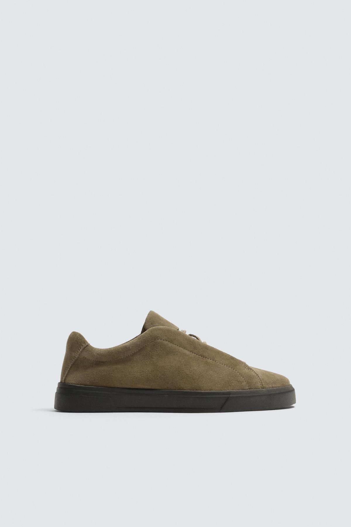 자라 프리미엄 레더 스웨이드 로우탑 스니커즈 2209/720 TAUPE GREY - 메인 이미지