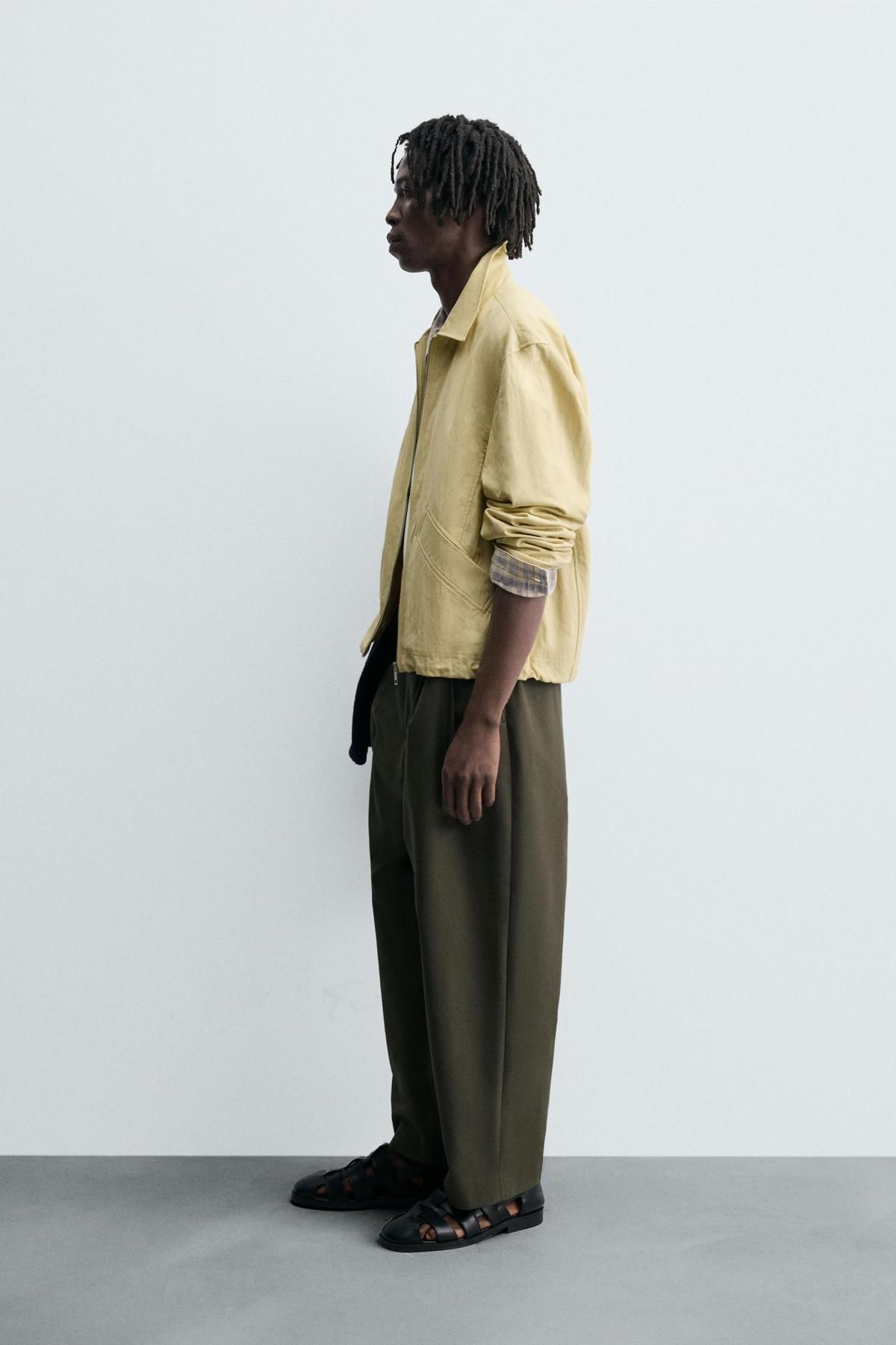 자라 미니멀 크롭핏 테크니컬 재킷 1437/317 LIGHT YELLOW - 상세 이미지 5