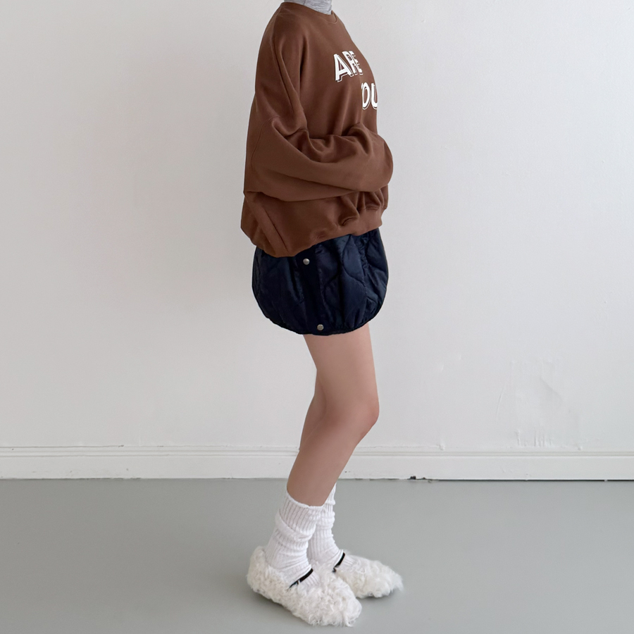 아방 누빔 밴딩 팬츠 3온스 퀼팅 패딩 바지 가을 겨울룩 이미지 8