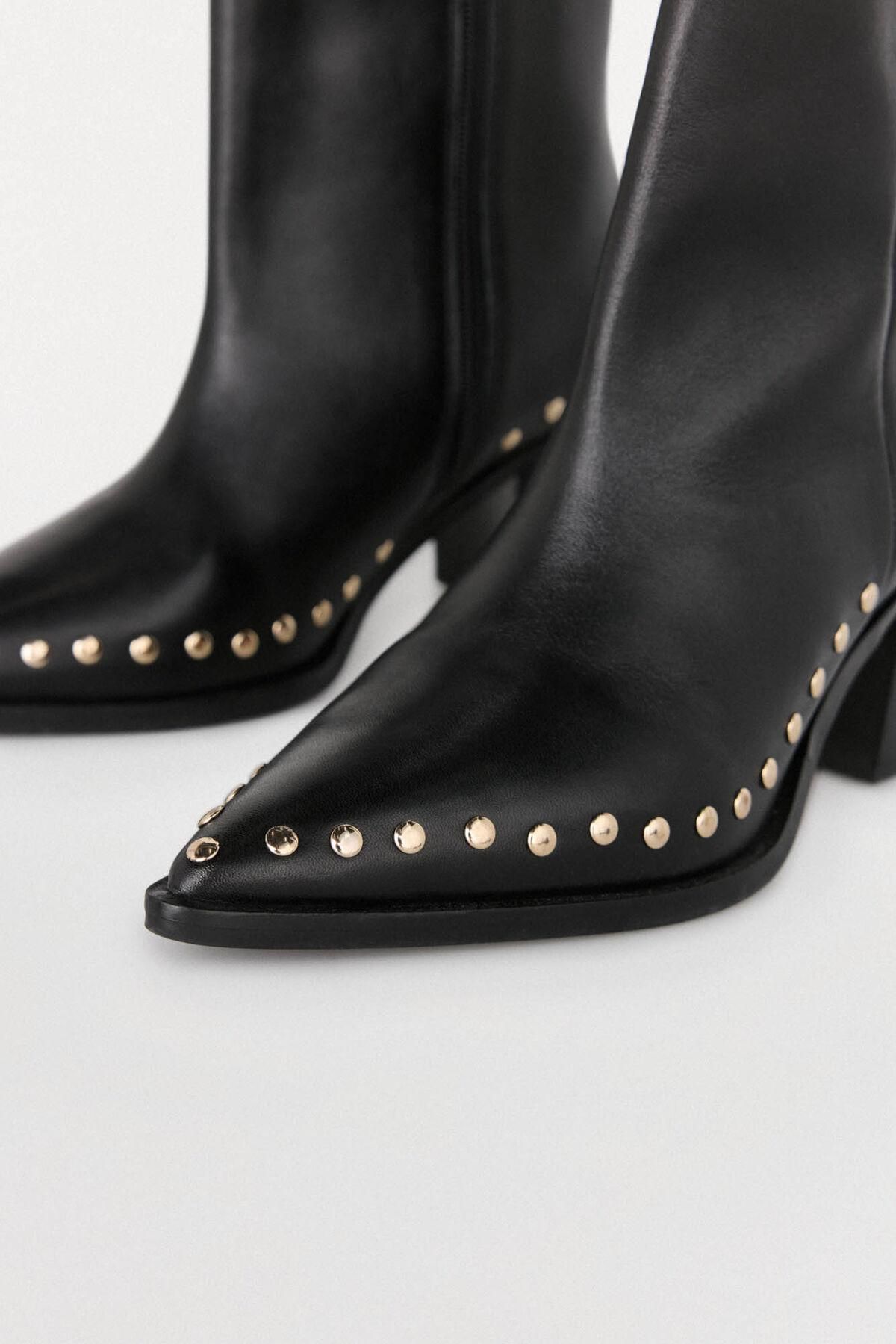 페드로 델 이에로 스터드 디테일 레더 앵클부츠 2042727 NEGRO - 상세 이미지 4