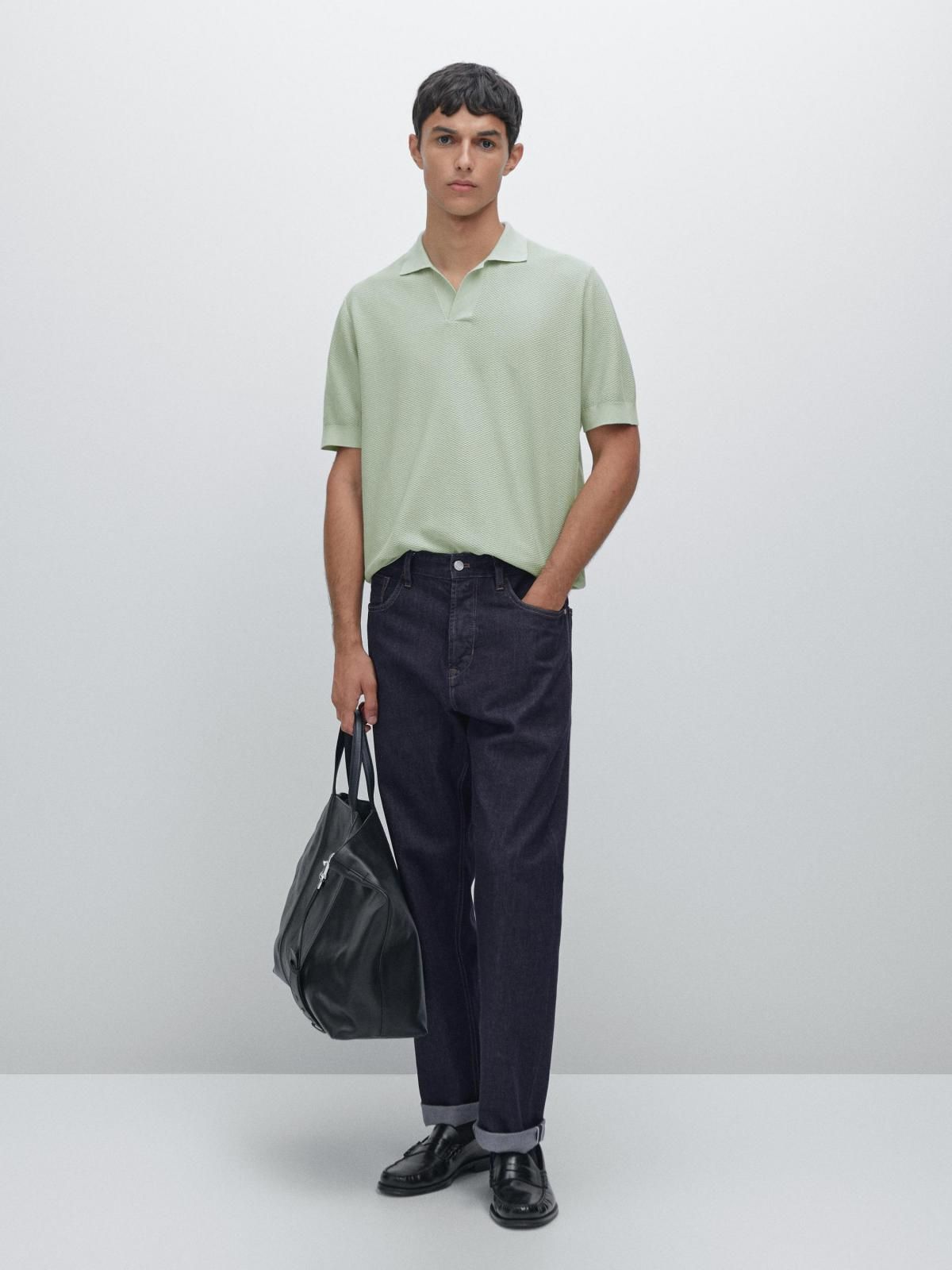 마시모두띠 텍스처 코튼 니트 반팔 폴로셔츠 0910/201 SEA GREEN - 상세 이미지 2
