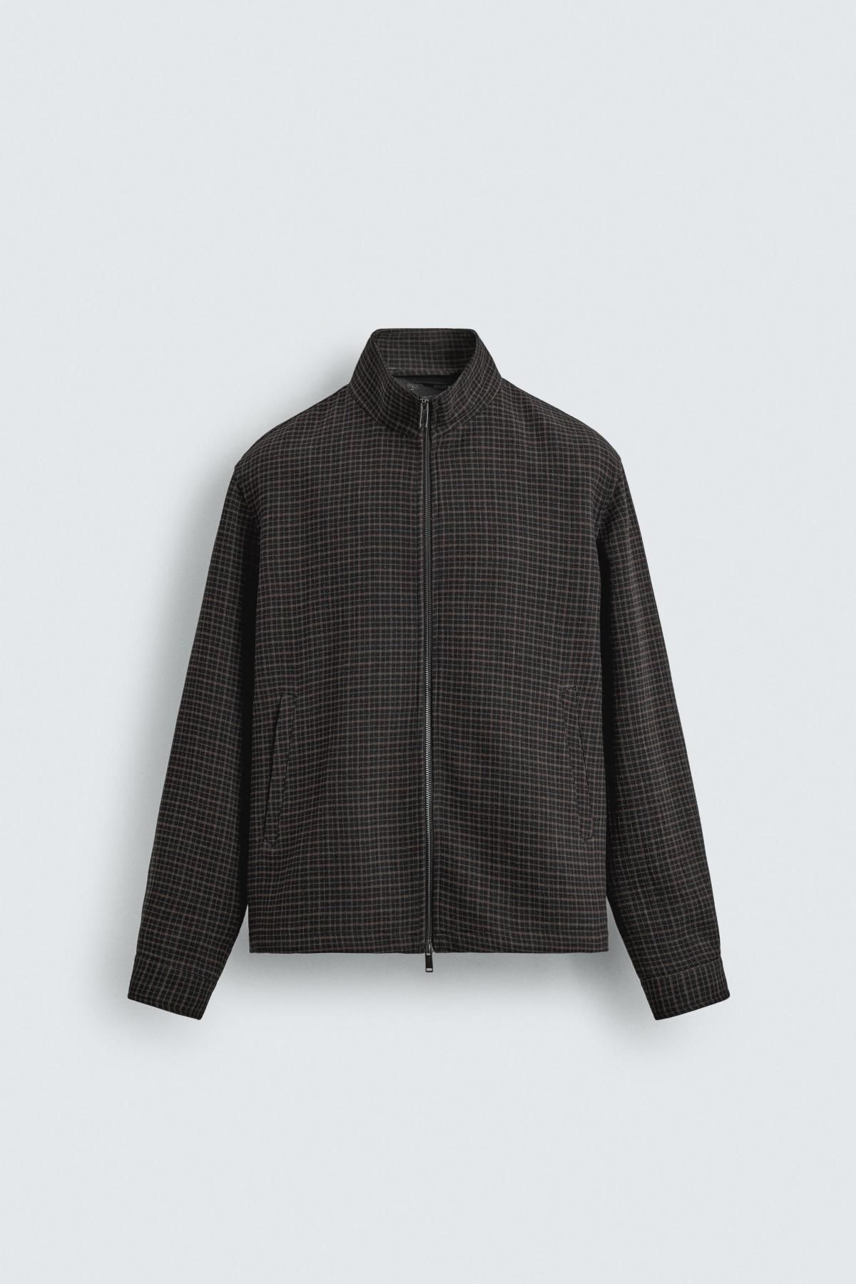 자라 테크니컬 체크 스트럭처 집업 재킷 6754/897 BLACK / BROWN - 상품 이미지