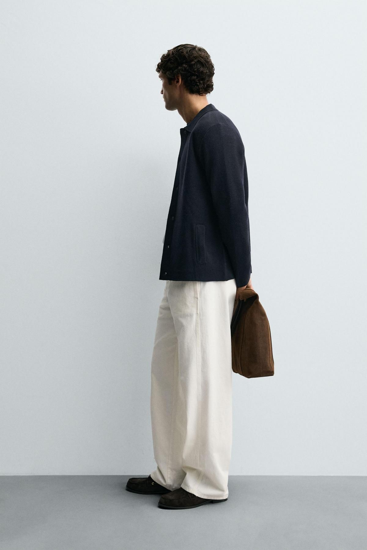 자라 텍스처 베이직 포켓 긴팔 가디건 5755/333 NAVY BLUE - 상세 이미지 5