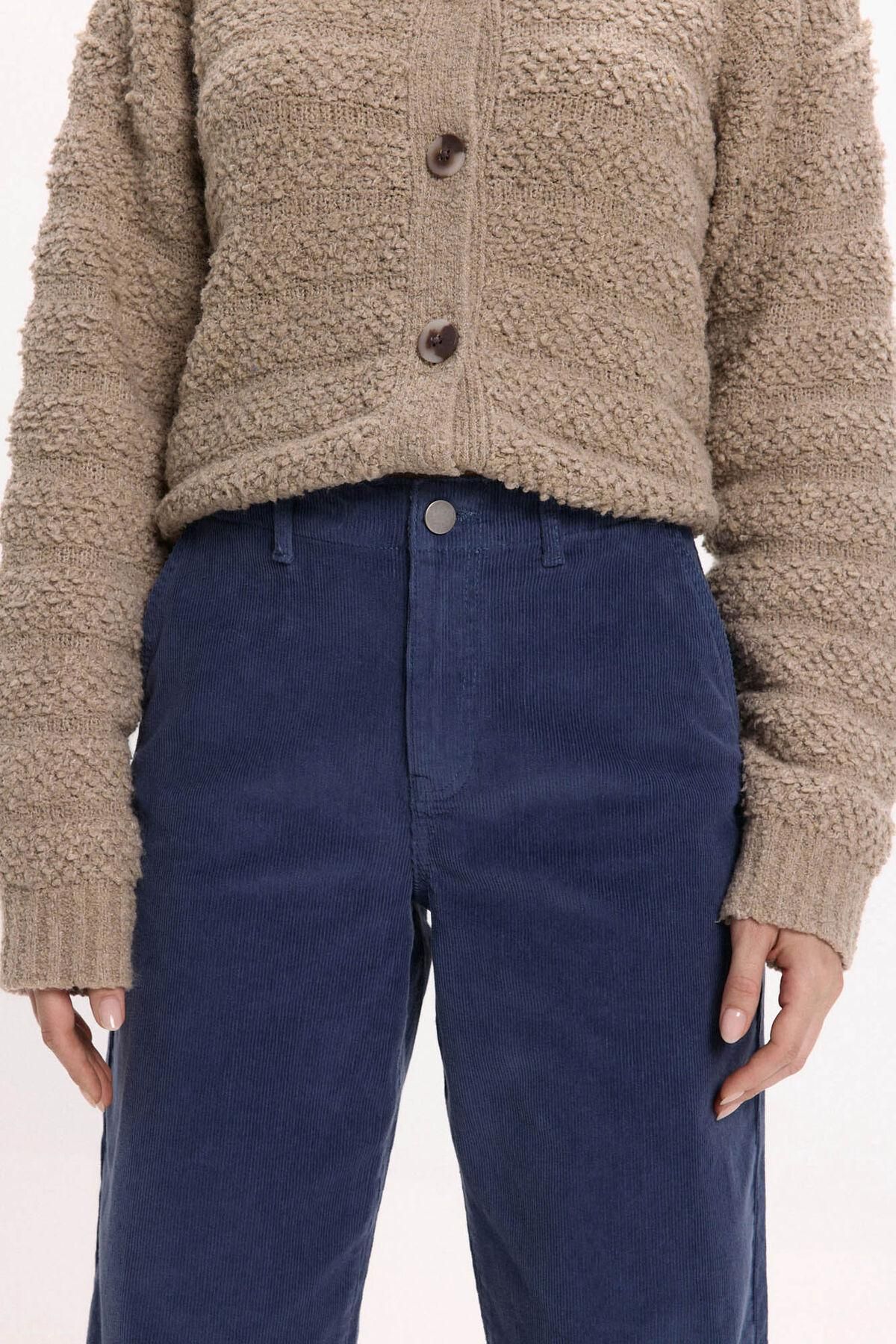 빌라 코듀로이 하이웨이스트 와이드 팬츠 5942255 AZUL MARINO - 상세 이미지 3