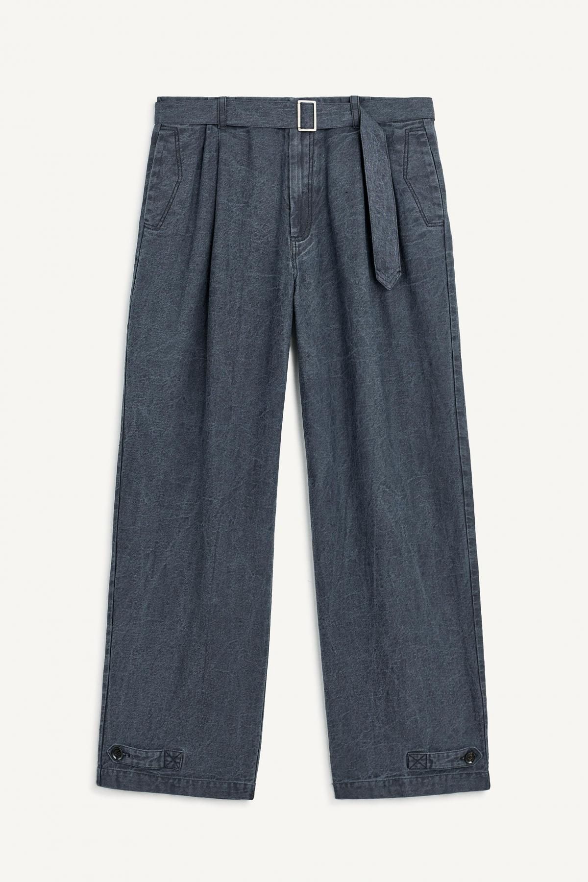 자라 린넨 블렌드 워시드 와이드 팬츠 5722/303 FADED BLUE - 상품 이미지