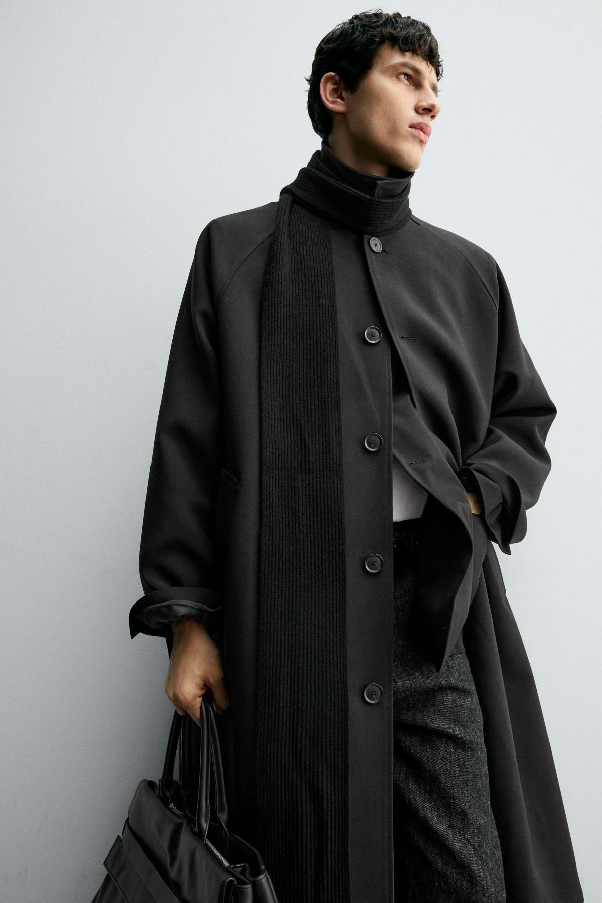 자라 오버사이즈 울 블렌드 트렌치코트 8281/551 BLACK 이미지 6