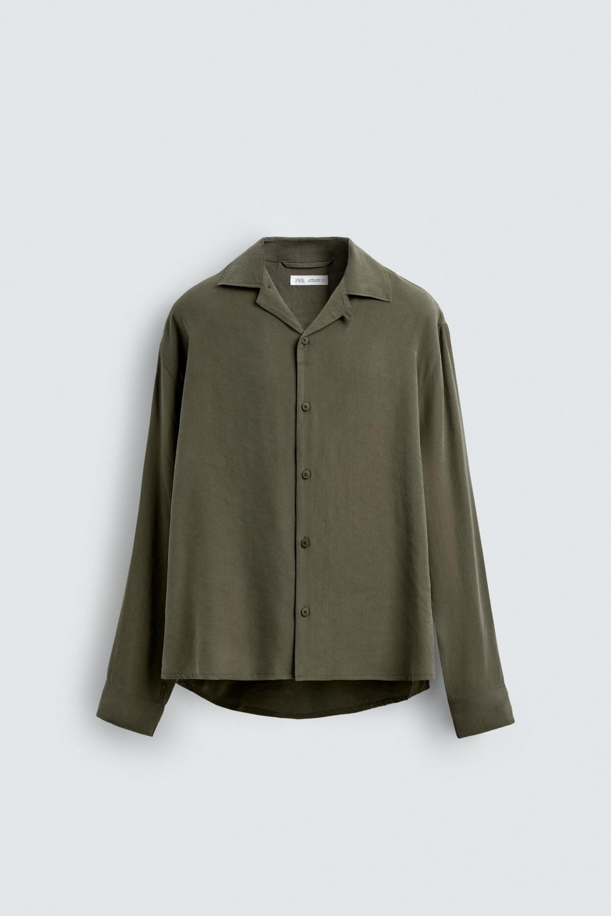 자라 모달 블렌드 릴렉스핏 테크니컬 긴팔 셔츠 6727/029 KHAKI - 메인 이미지