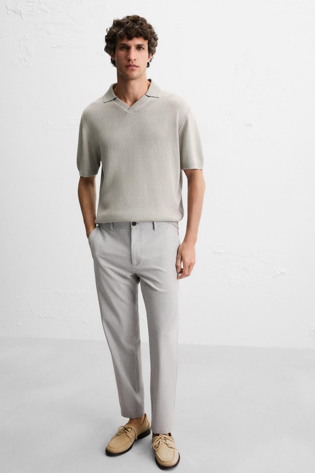 자라 테크니컬 스트레치 슬림핏 팬츠 0706/650 LIGHT GREY - 상세 이미지 5