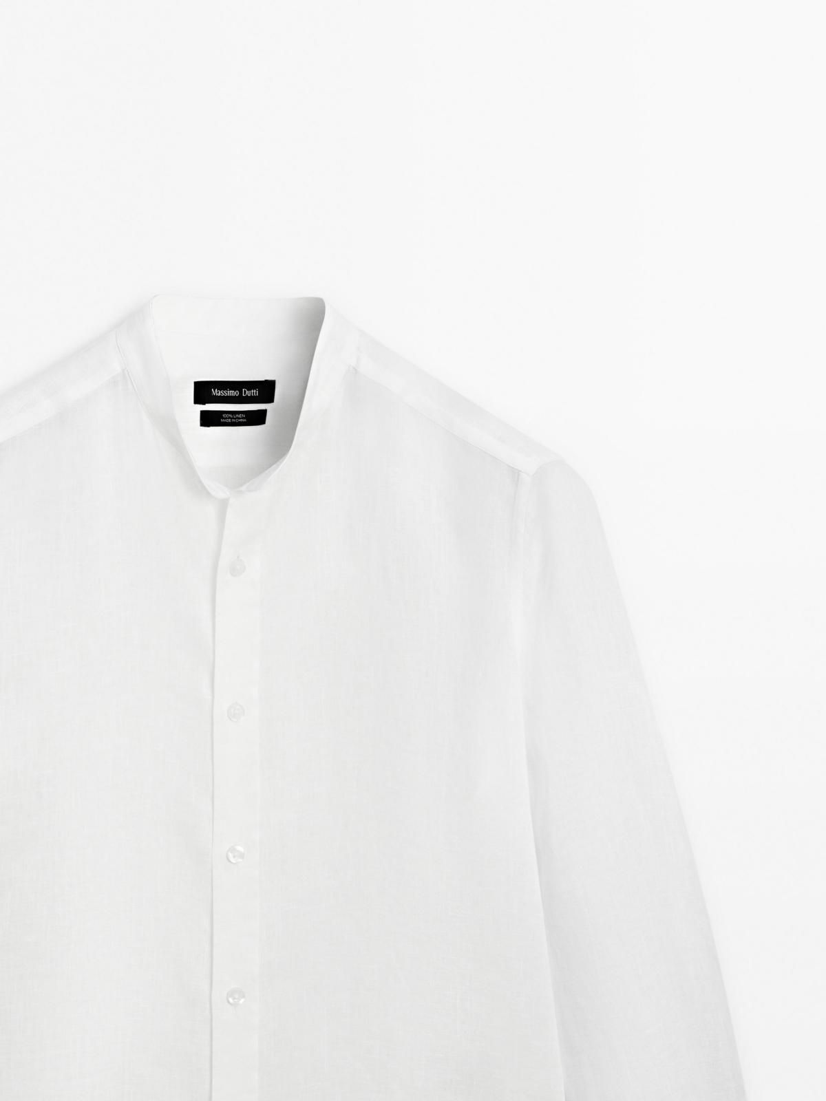 마시모두띠 리넨 슬림핏 차이나카라 긴팔셔츠 1791/294 WHITE - 상세 이미지 5