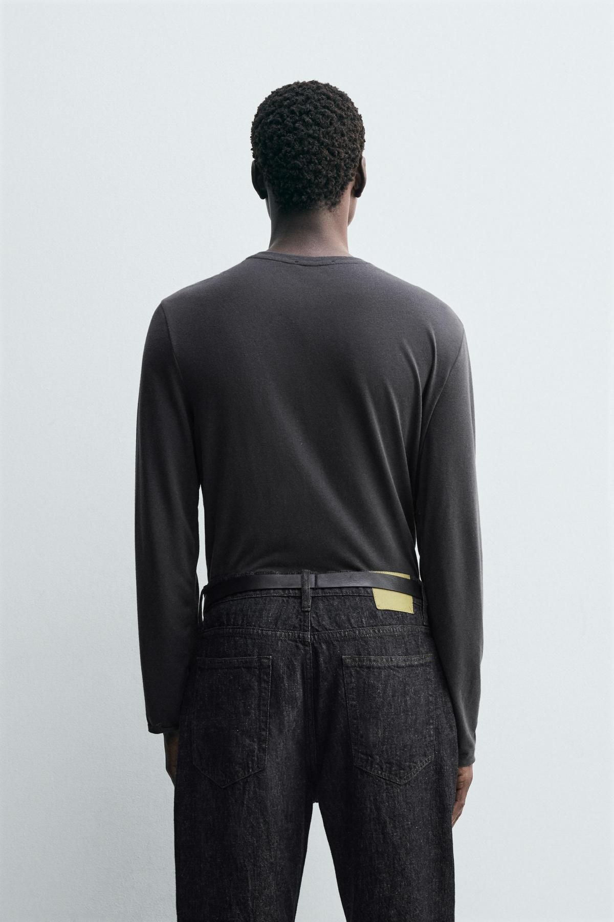자라 라이트웨이트 린넨 혼방 긴팔 티셔츠 5644/385 DARK GREY - 상세 이미지 4