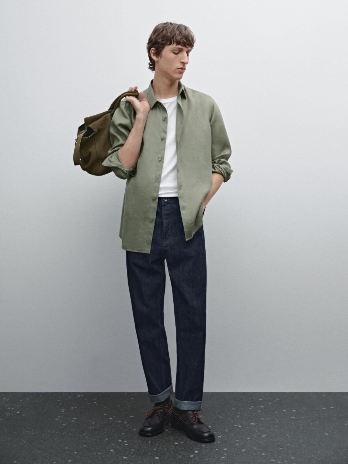 마시모두띠 100 린넨 셔츠 0100/777 PALE GREEN - 상세 이미지 2