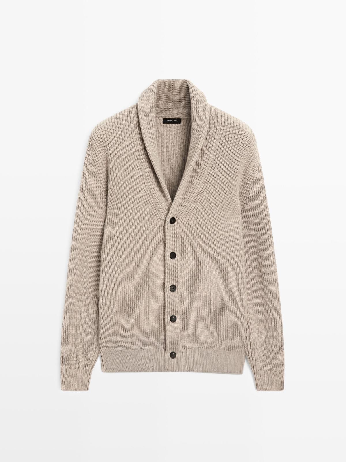 마시모두띠 울 블렌드 카라 니트 가디건 1126/247 BEIGE MARL - 상품 이미지