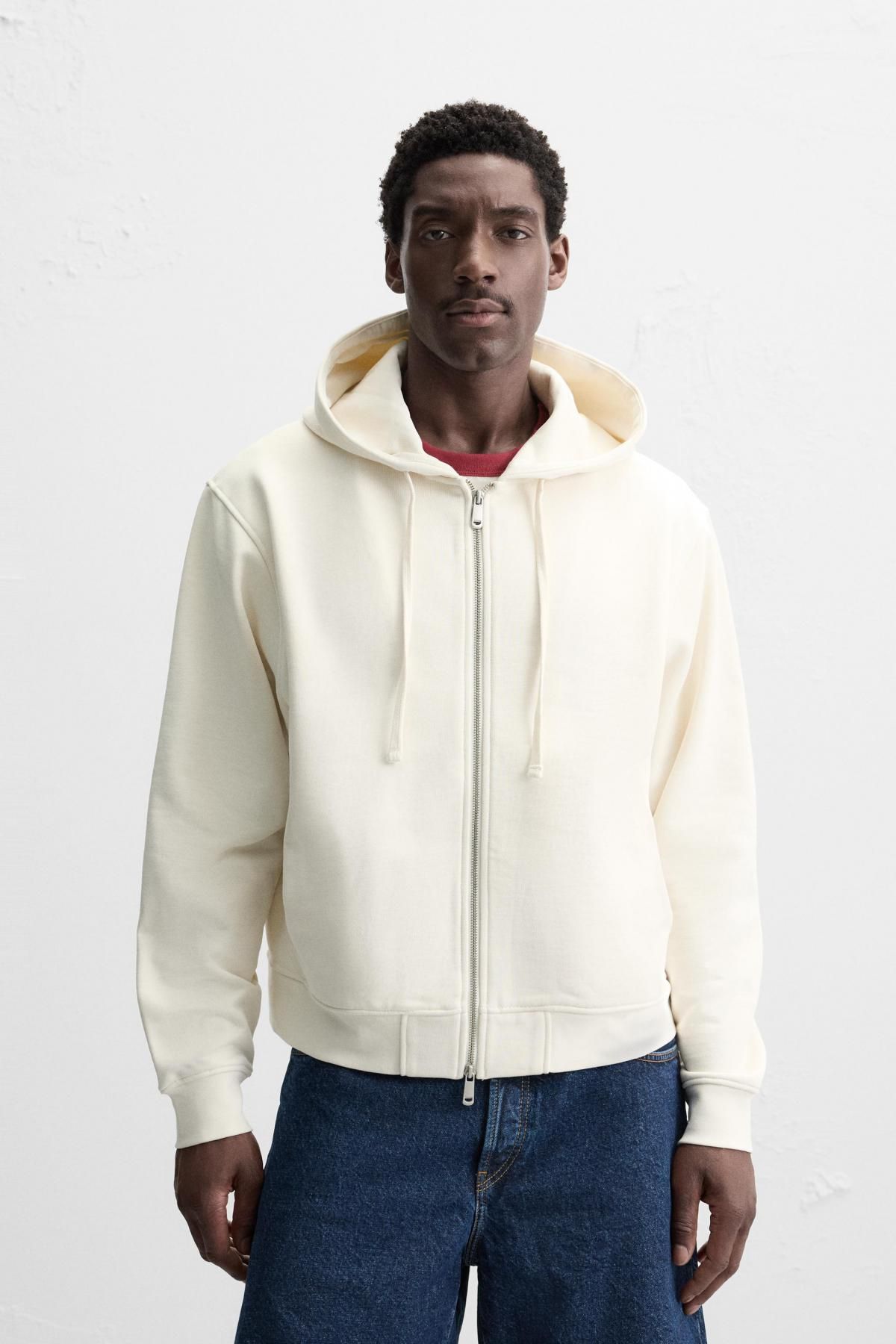 자라 베이직 집업 후디 0761/428 OYSTER-WHITE - 상세 이미지 3