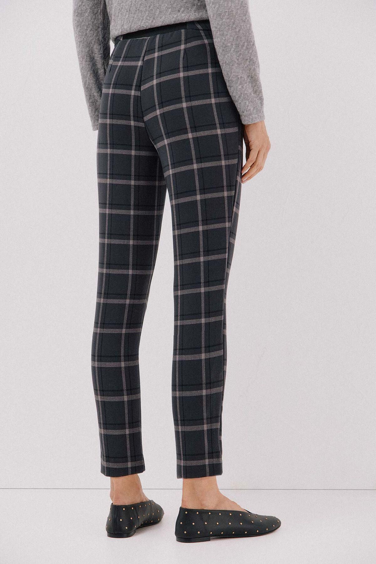 꼬르떼피엘 체크 패턴 슬림핏 밴딩 슬랙스 팬츠 8722324 ESTAMPADO GRIS - 상세 이미지 4