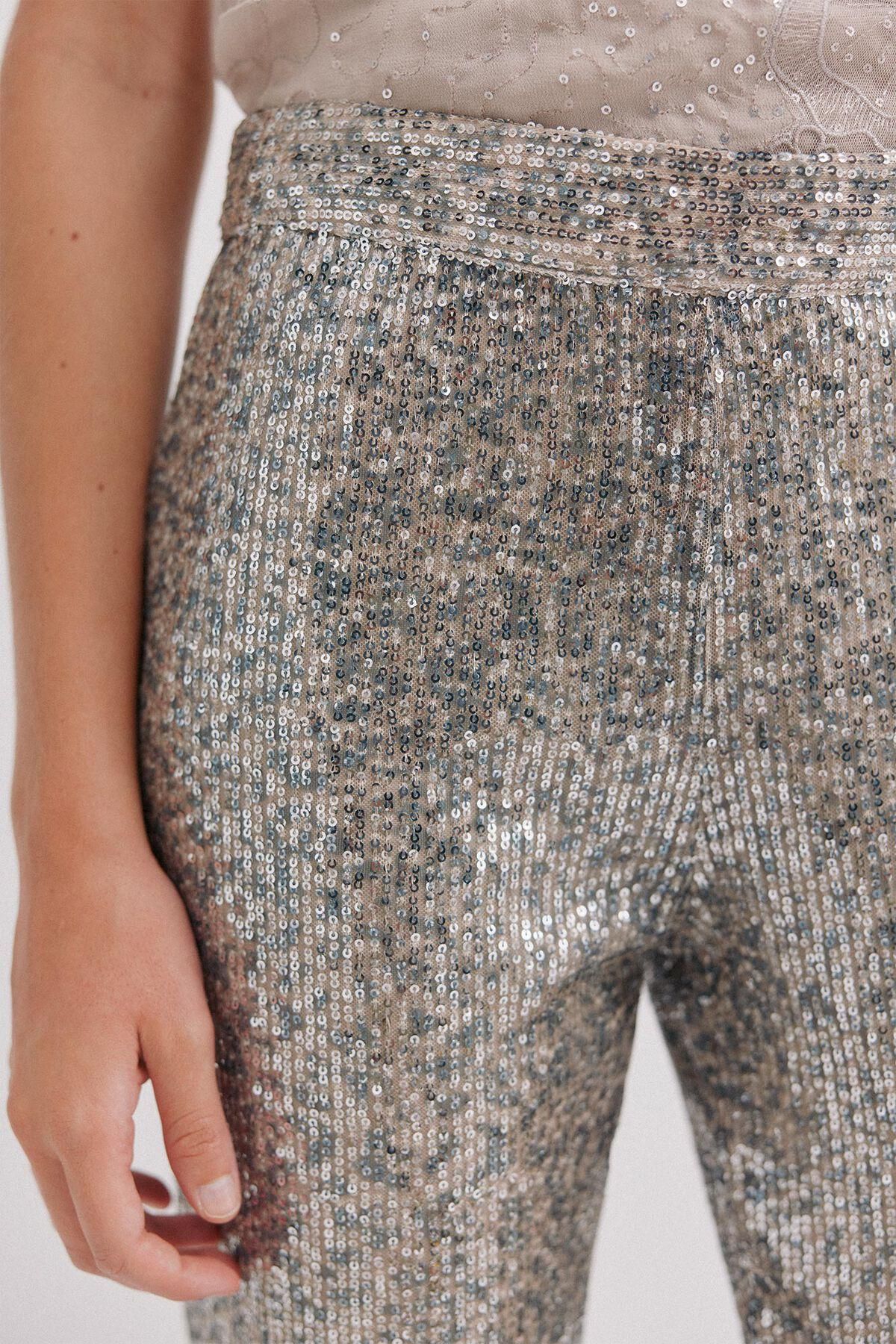 호스 인트로피아 시퀸 글리터 부츠컷 팬츠 6542819 GRIS - 상세 이미지 3