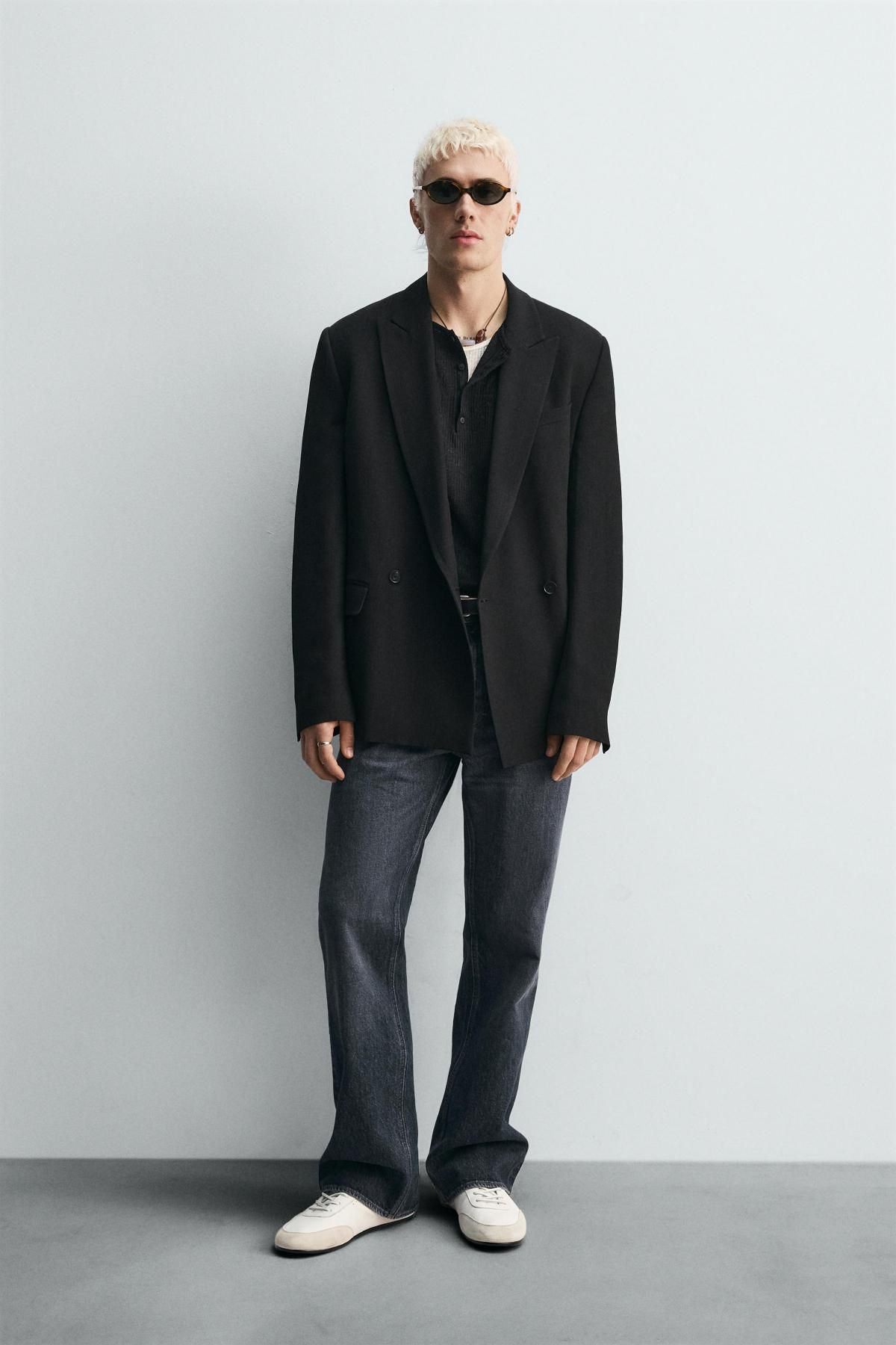 자라 테크니컬 더블브레스트 블랙 블레이저 6400/152 BLACK - 상세 이미지 2