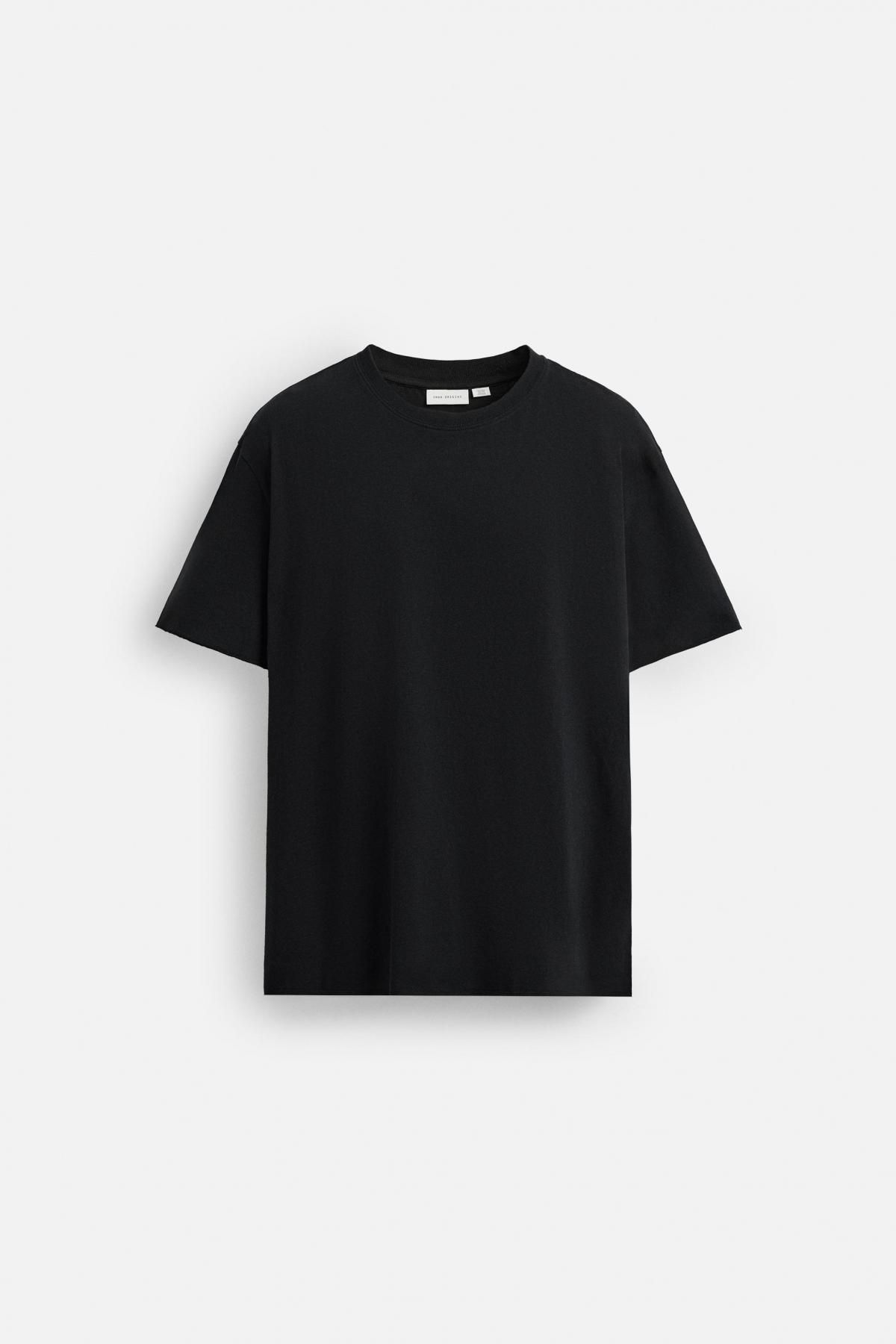 자라 미니멀 코튼 반팔 티셔츠 아이리regular 피니시 4231/483 BLACK - 메인 이미지