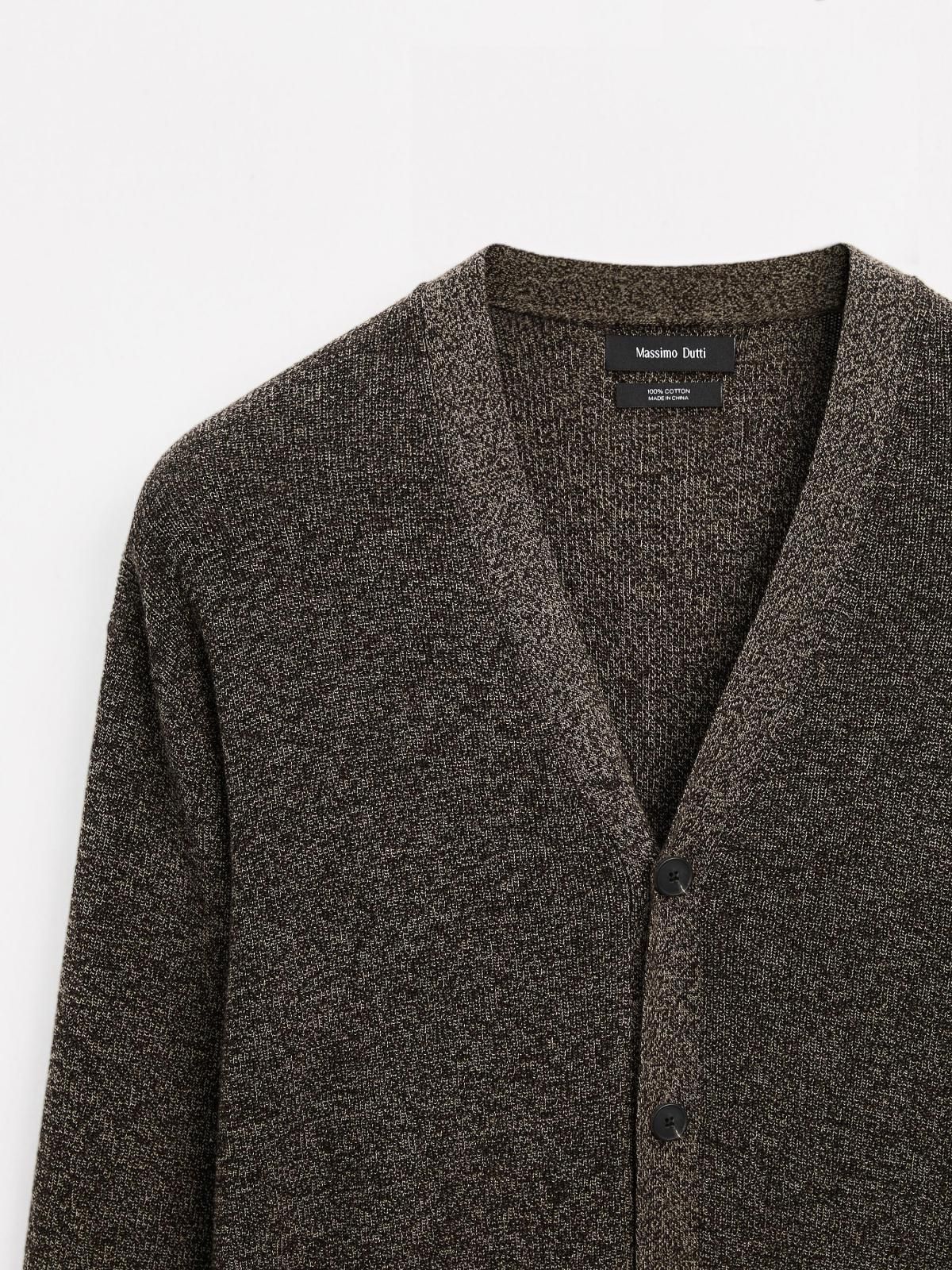 마시모두띠 코튼 브이넥 물리네 니트 카디건 0951/201 BROWN MARL - 상세 이미지 2