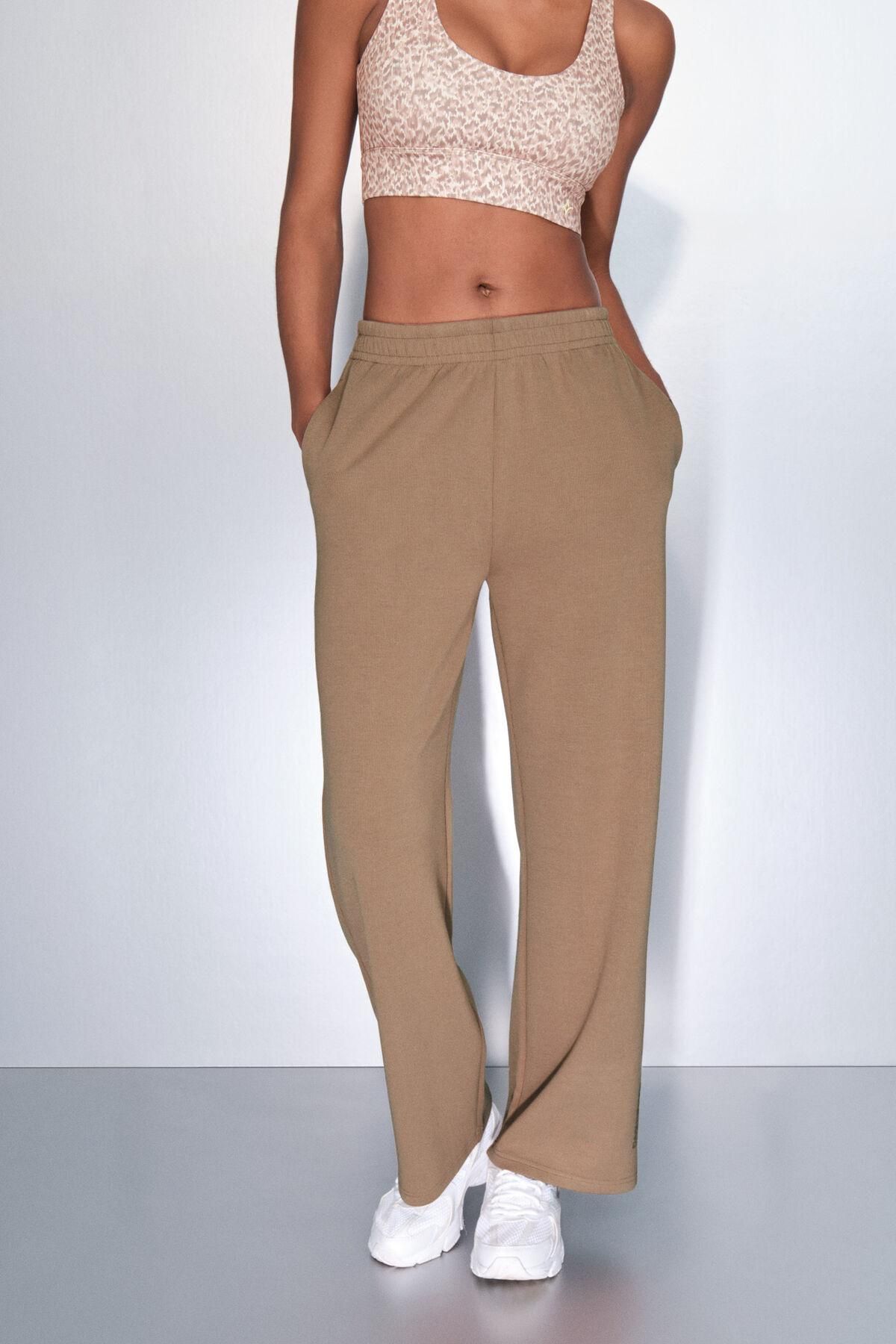 대시 앤 스타즈 와이드핏 리브드 모달 브라운 팬츠 5172060 NUDE - 상품 이미지