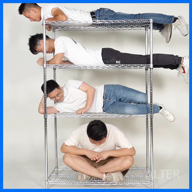 창고 바퀴 물류 선반 철제 스테인레스 적재대 높이 113cm 3층 (4인치 바퀴) 106x45cm - 상세 이미지 2