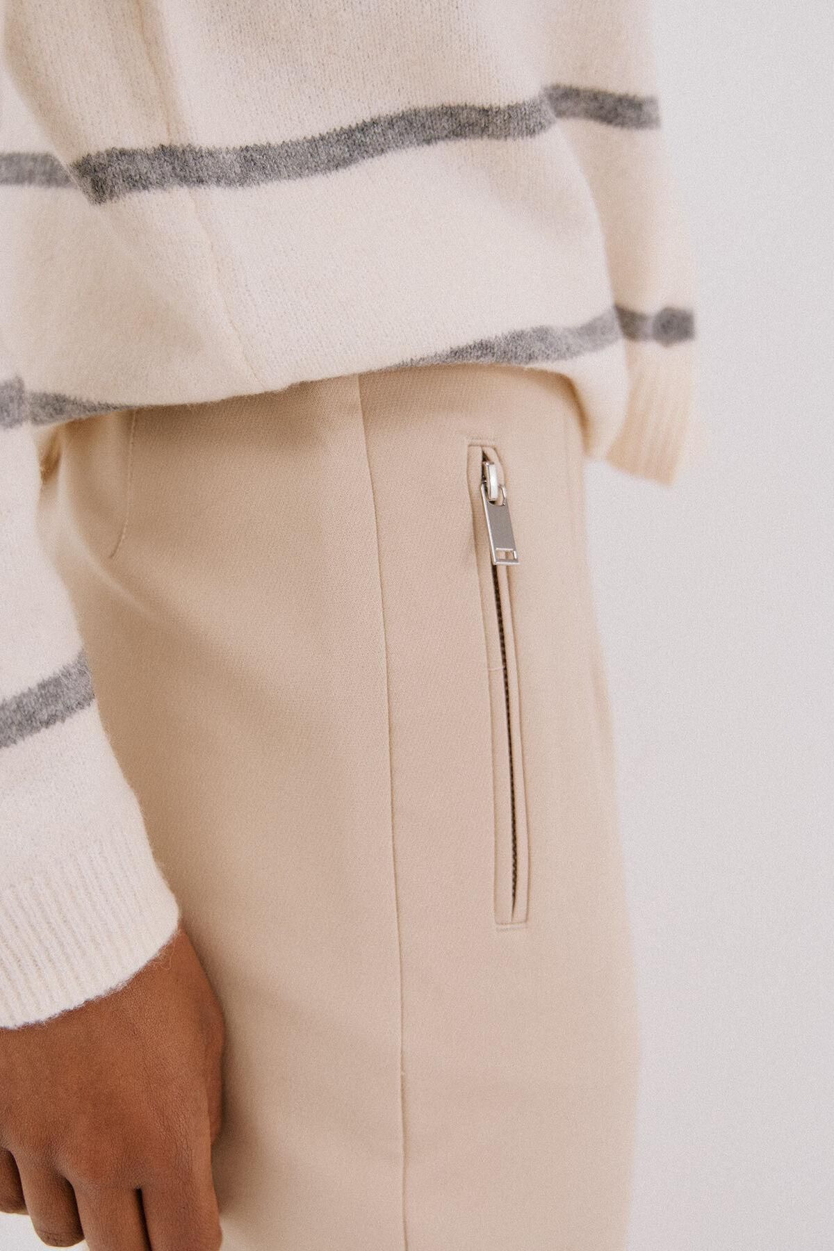 꼬르떼피엘 슬림핏 하이웨이스트 슬랙스 팬츠 6142022 BEIGE - 상세 이미지 4