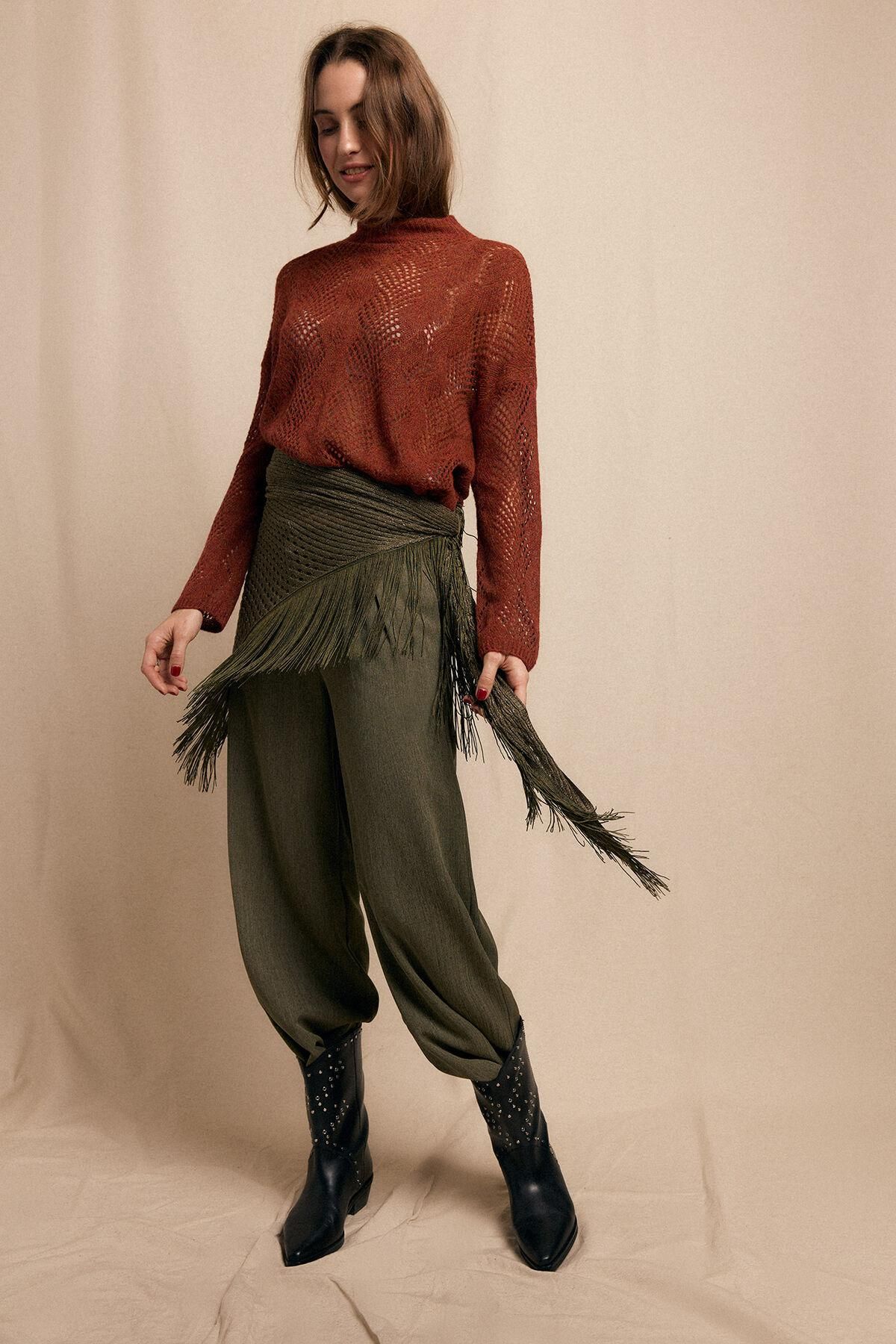 슬로우러브 에코 와이드 더블핀턱 슬랙스 팬츠 3722145 KAKI - 상세 이미지 4