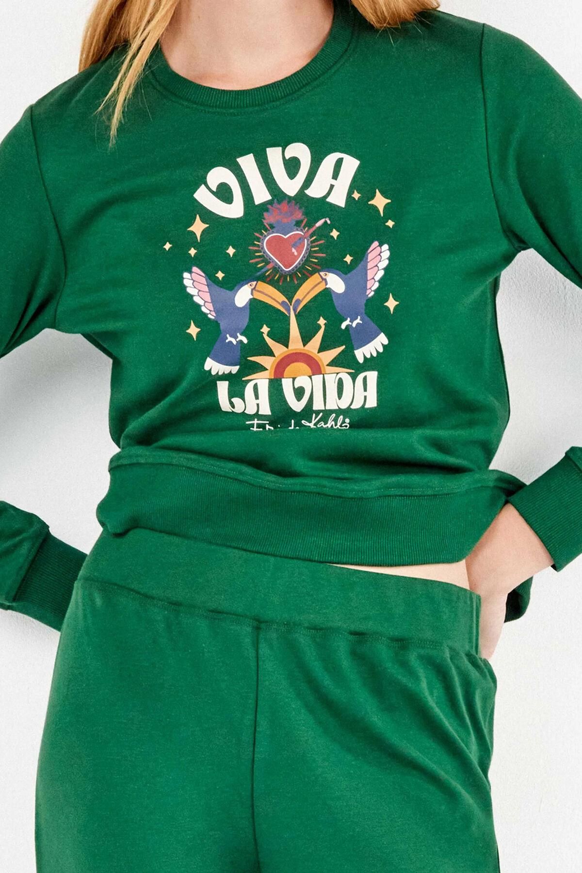 기셀라 프리다 칼로 스웨트셔츠와 팬츠 8182734 VERDE - 상세 이미지 4