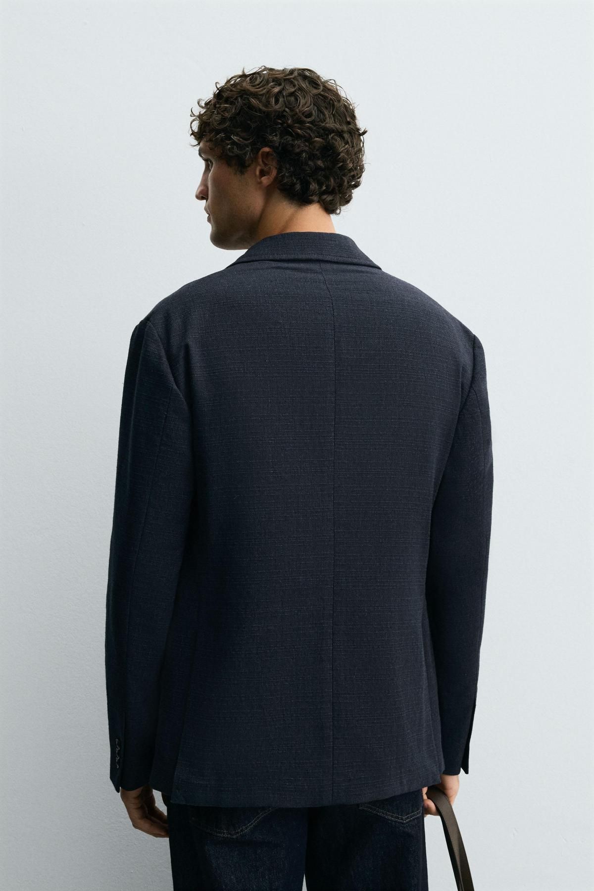 자라 텍스처 레귤러핏 테일러드 재킷 5936/466 NAVY BLUE - 상세 이미지 4