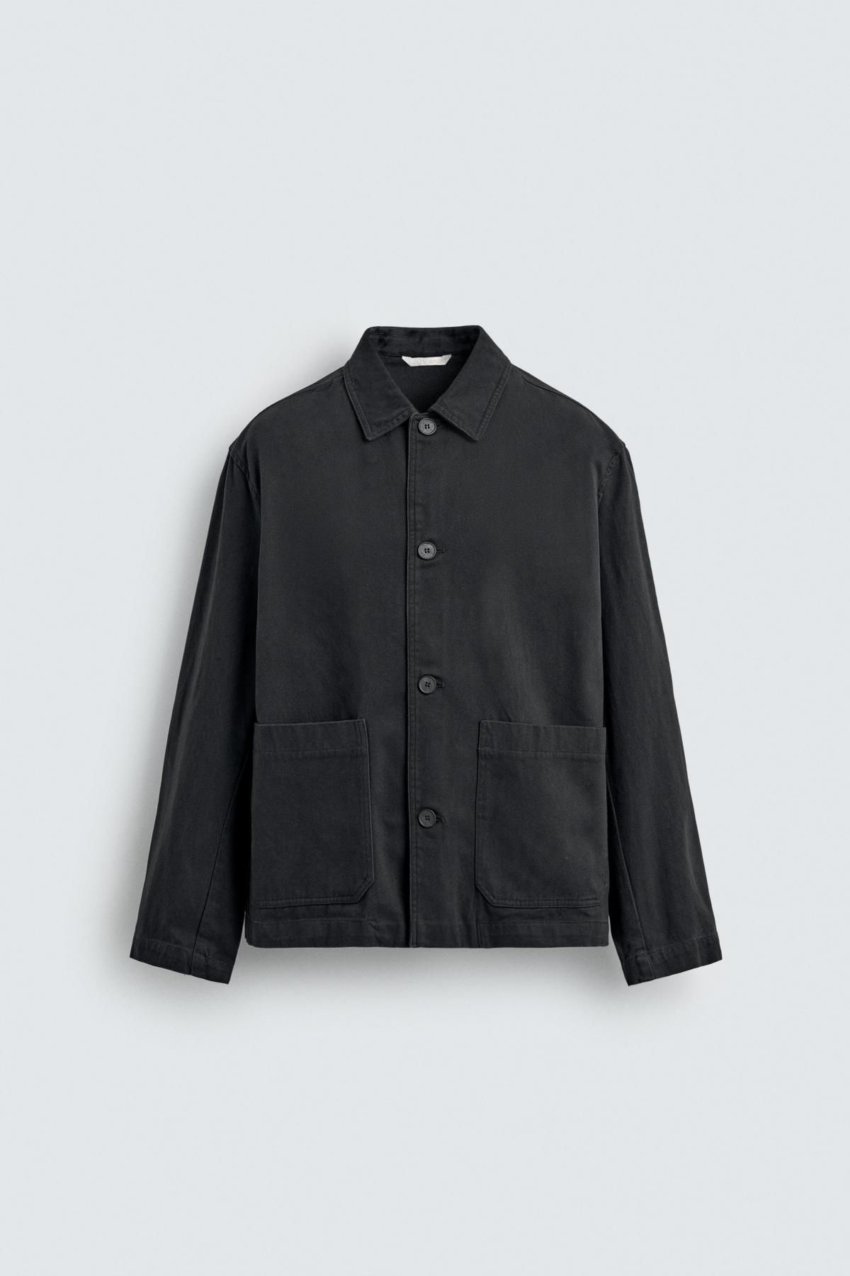 자라 미니멀 코튼 트윌 테크니컬 테일러드 재킷 0794/134 ANTHRACITE GREY - 상품 이미지