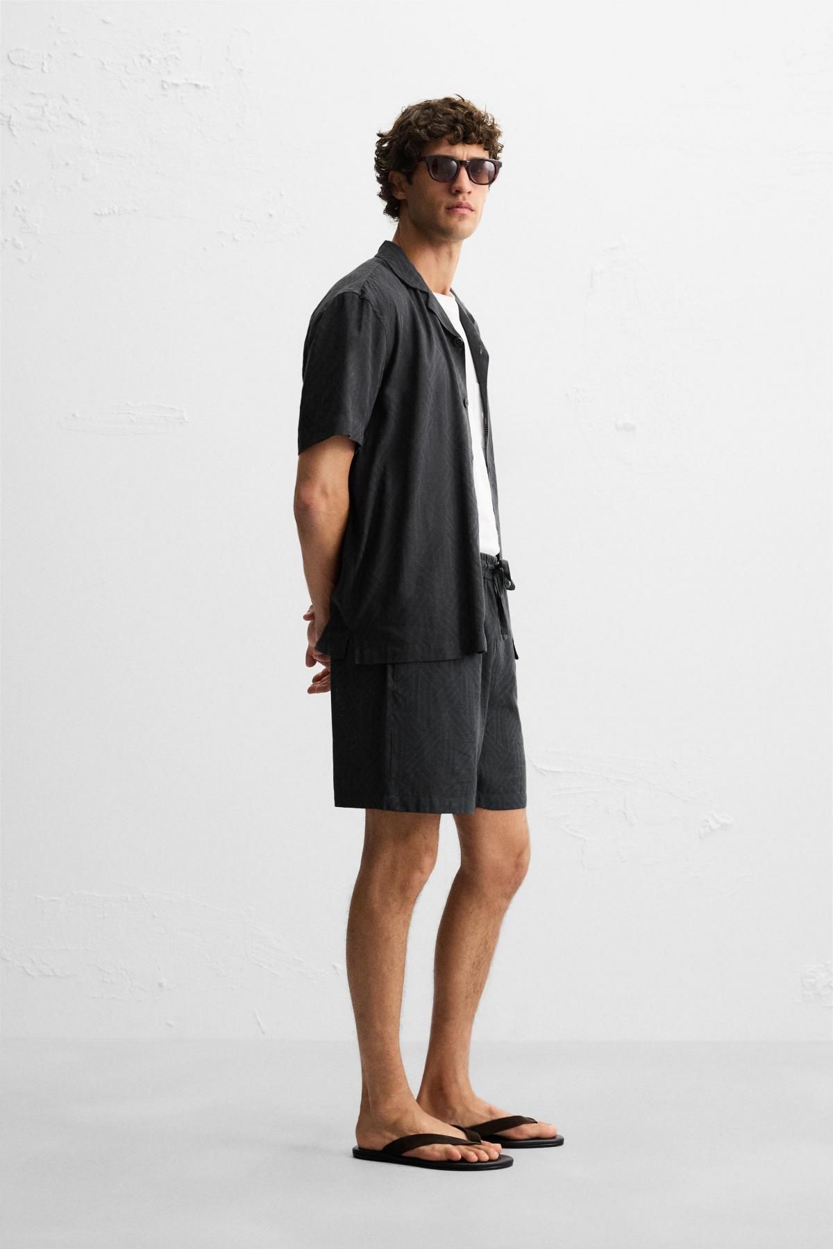 자라 지오메트릭 자카드 릴렉스핏 버뮤다 반바지 1450/302 ANTHRACITE GREY - 상세 이미지 5
