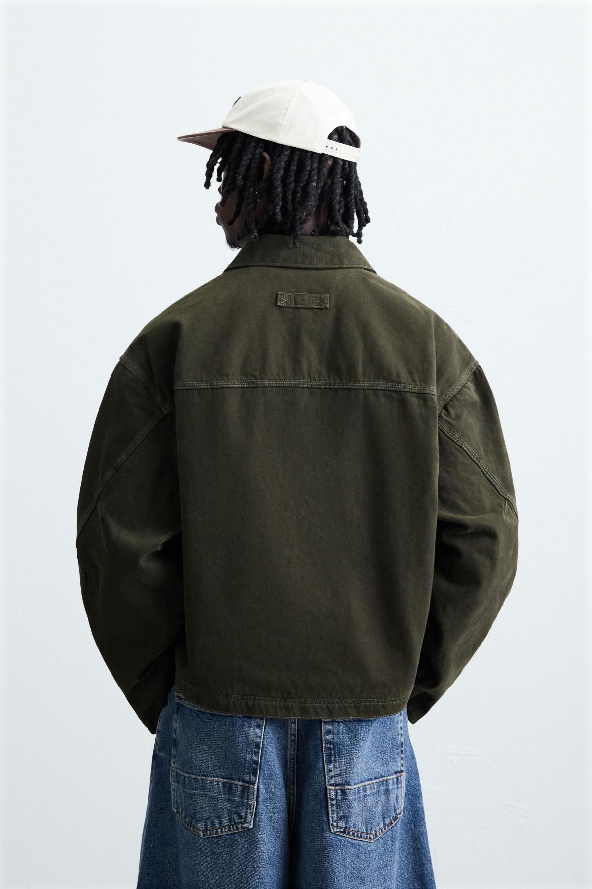 자라 테크니컬 카키 워싱 릴랙스핏 집업 재킷 6987/330 DARK KHAKI - 상세 이미지 4