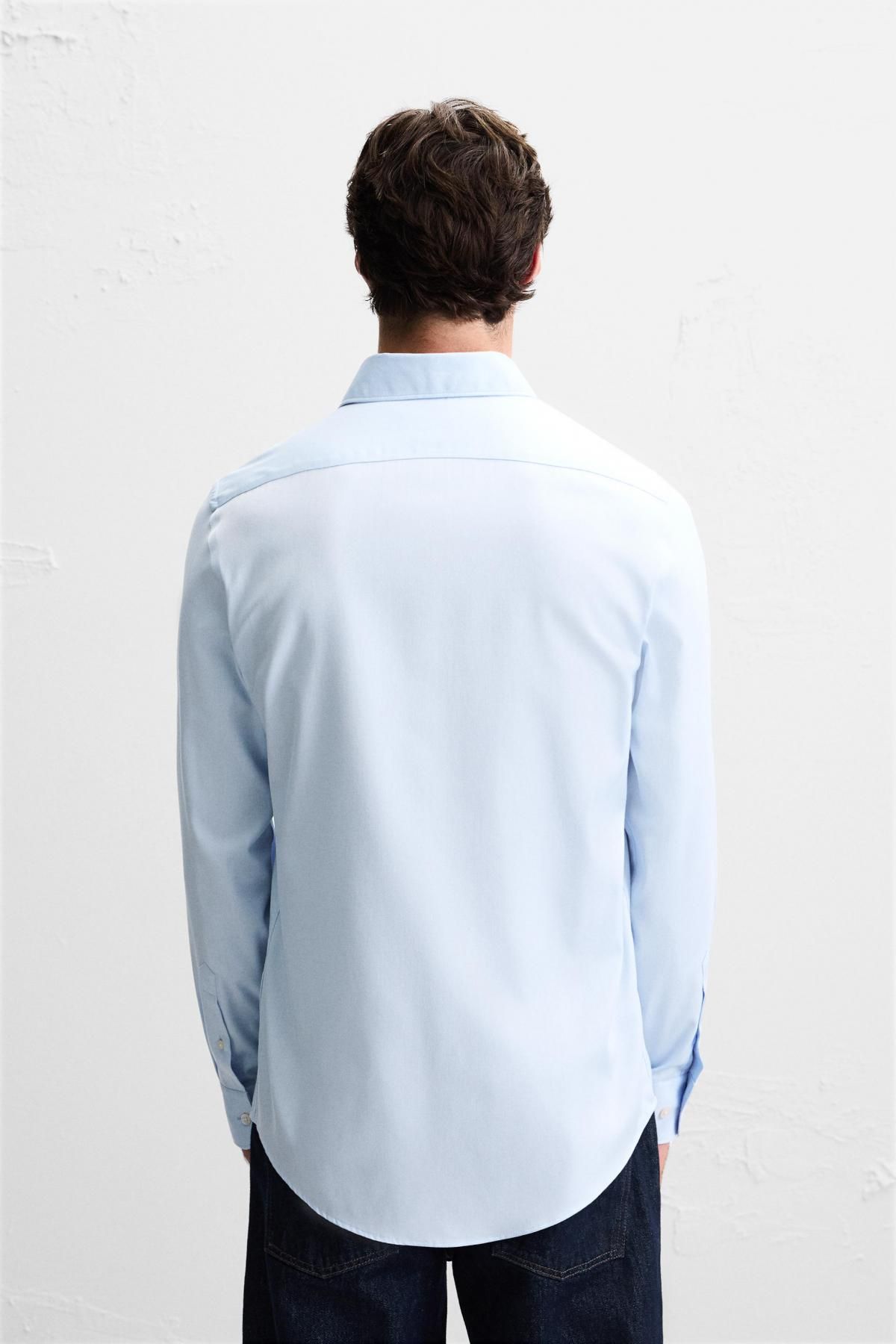 자라 슬림핏 논아이론 긴팔 셔츠 4166/166 SKY BLUE - 상세 이미지 4