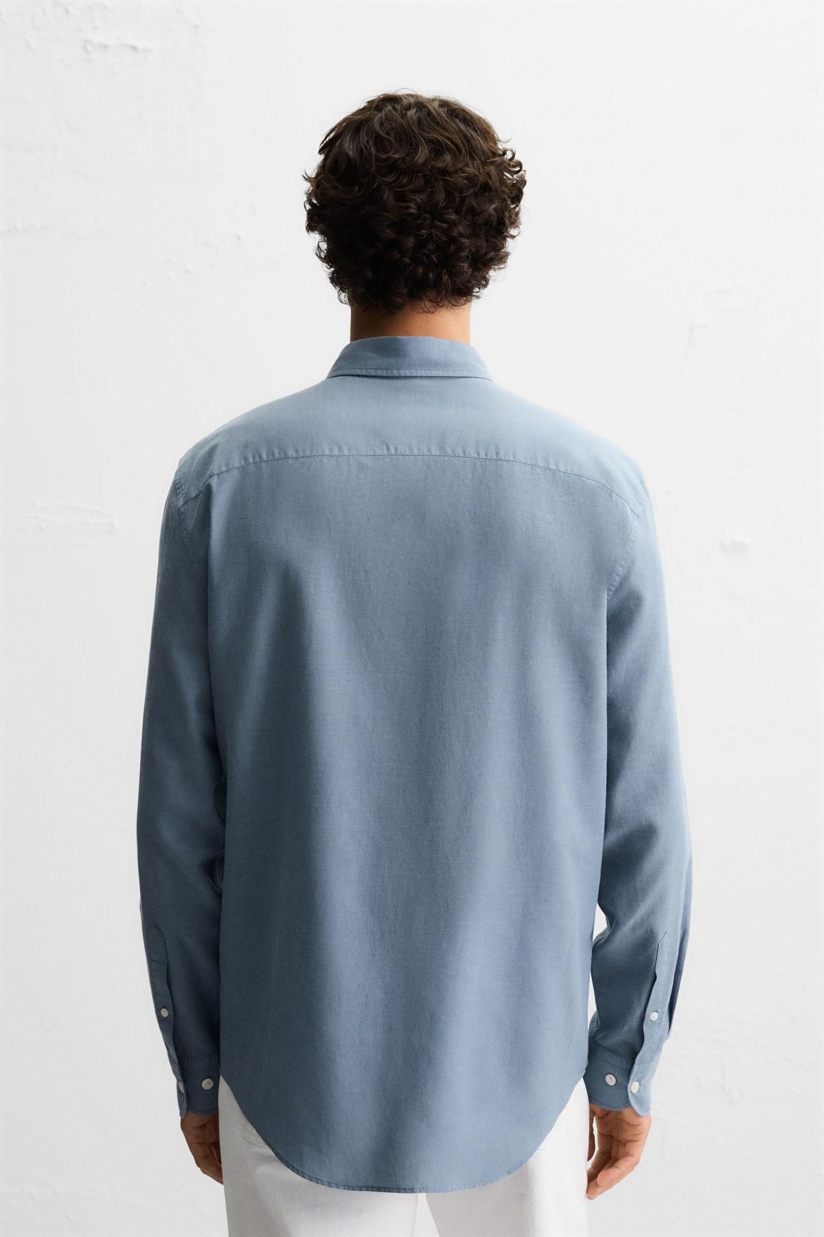 자라 스카이블루 릴렉스핏 긴팔 셔츠 5669/776 DUSTY BLUE - 상세 이미지 4