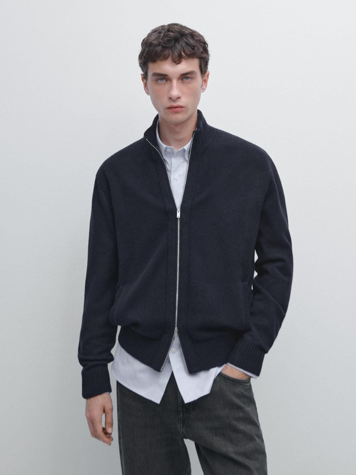 마시모두띠 테크니컬 울블렌드 집업 니트 카디건 1066/240 NAVY BLUE - 상세 이미지 3