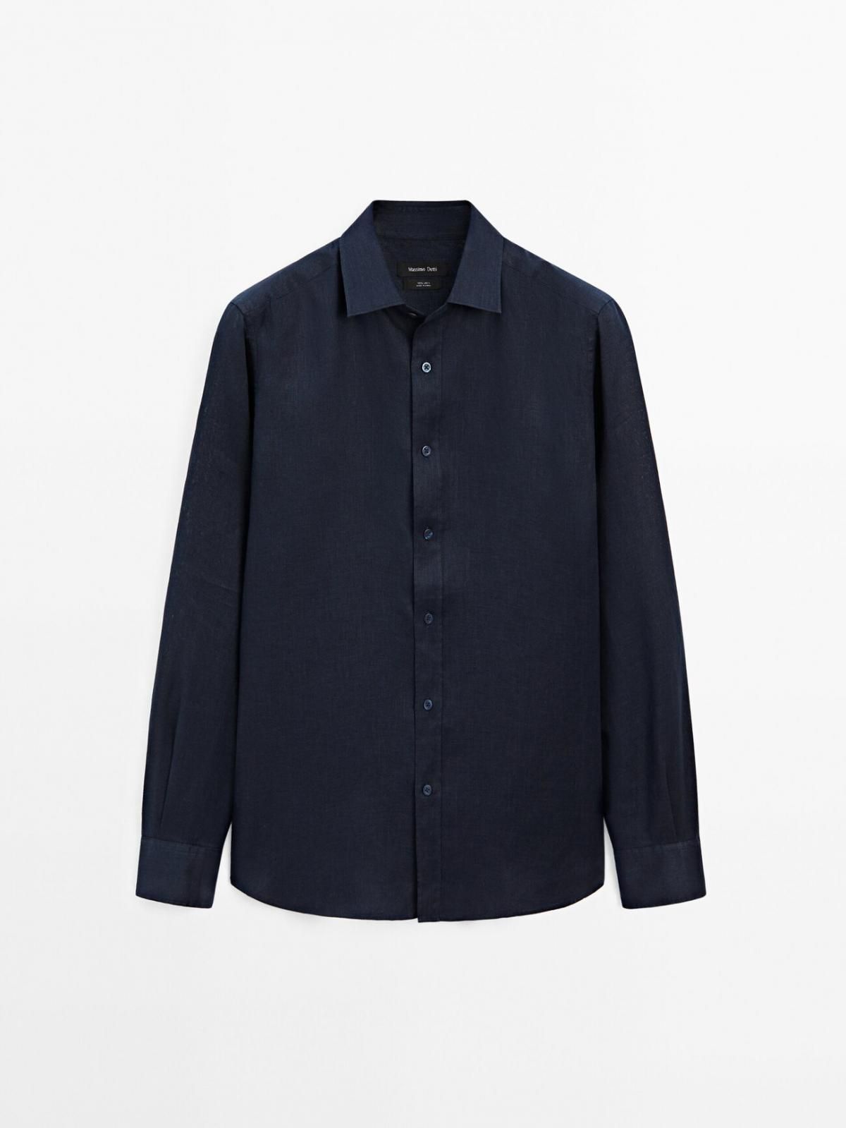 마시모두띠 100 리넨 셔츠 0100/777 NAVY BLUE - 메인 이미지