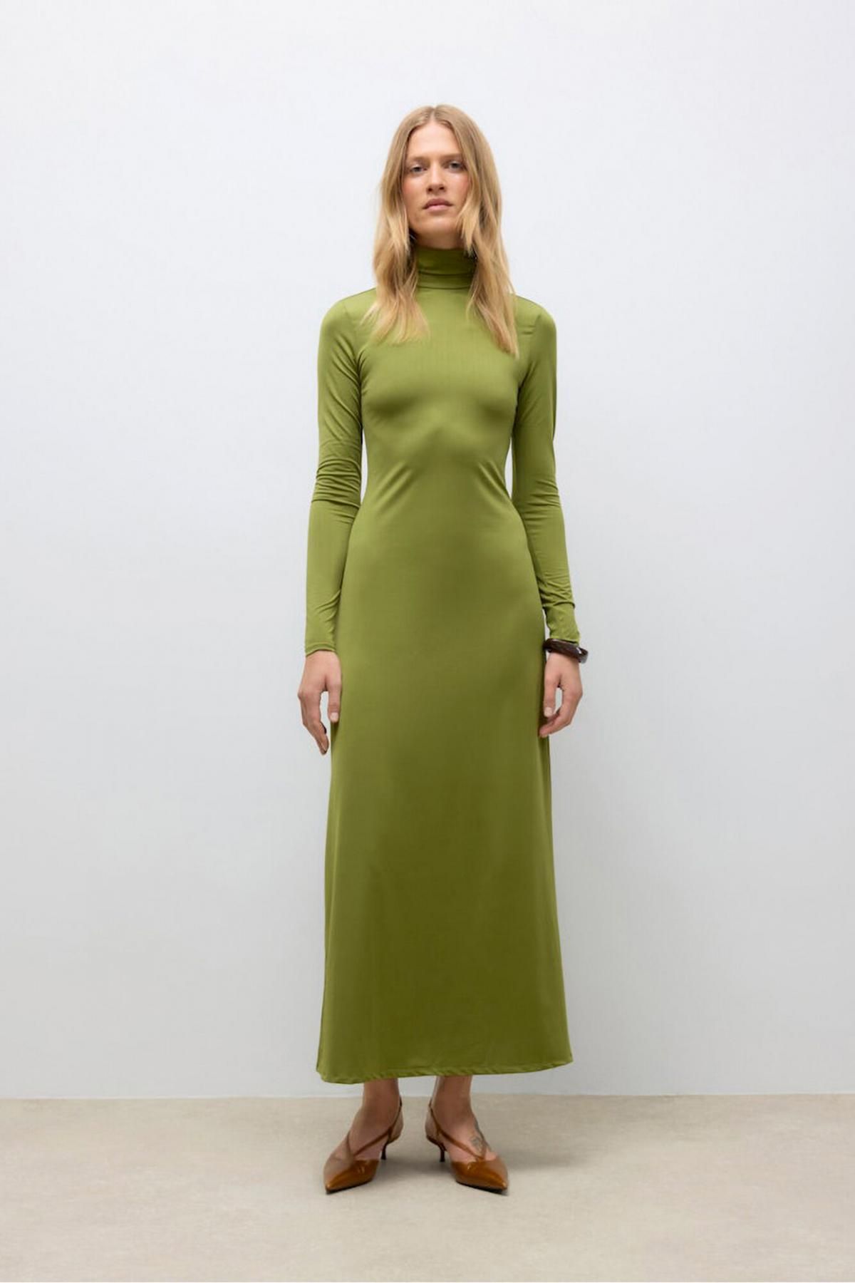 베로모다 하이넥 골지 롱 원피스 6442255 VERDE OSCURO - 상세 이미지 2