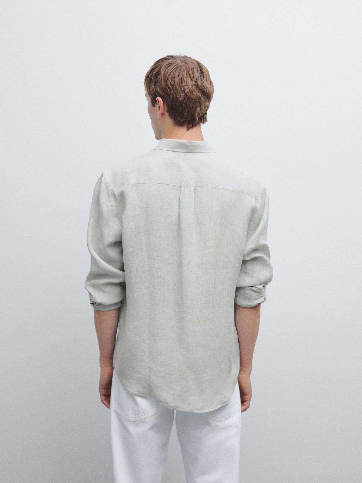 마시모두띠 프리미엄 린넨 레귤러핏 긴팔 셔츠 0110/777 MISTY BLUE - 상세 이미지 5