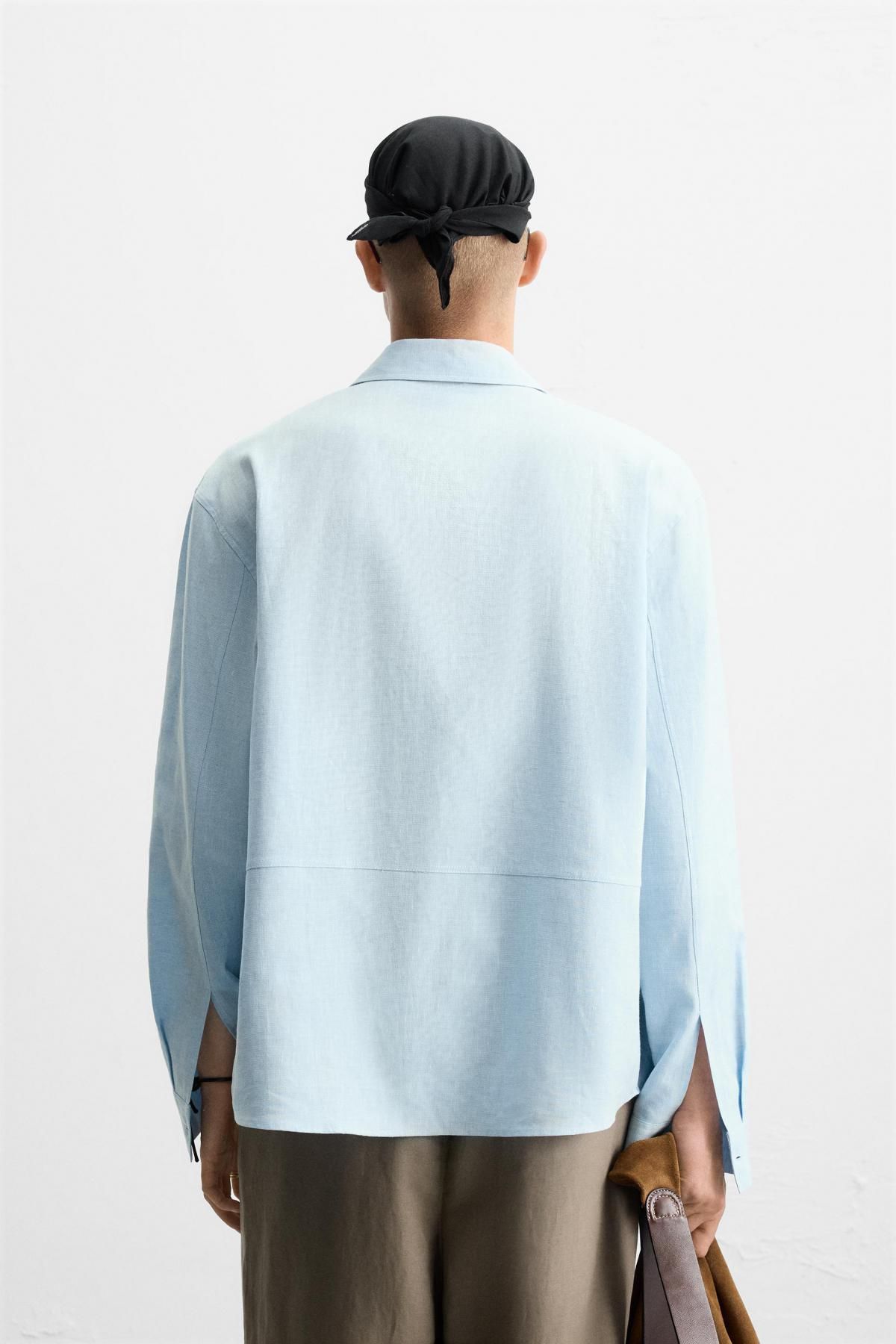 자라 린넨코튼 라이트블루 긴팔셔츠 7545/807 SKY BLUE - 상세 이미지 4