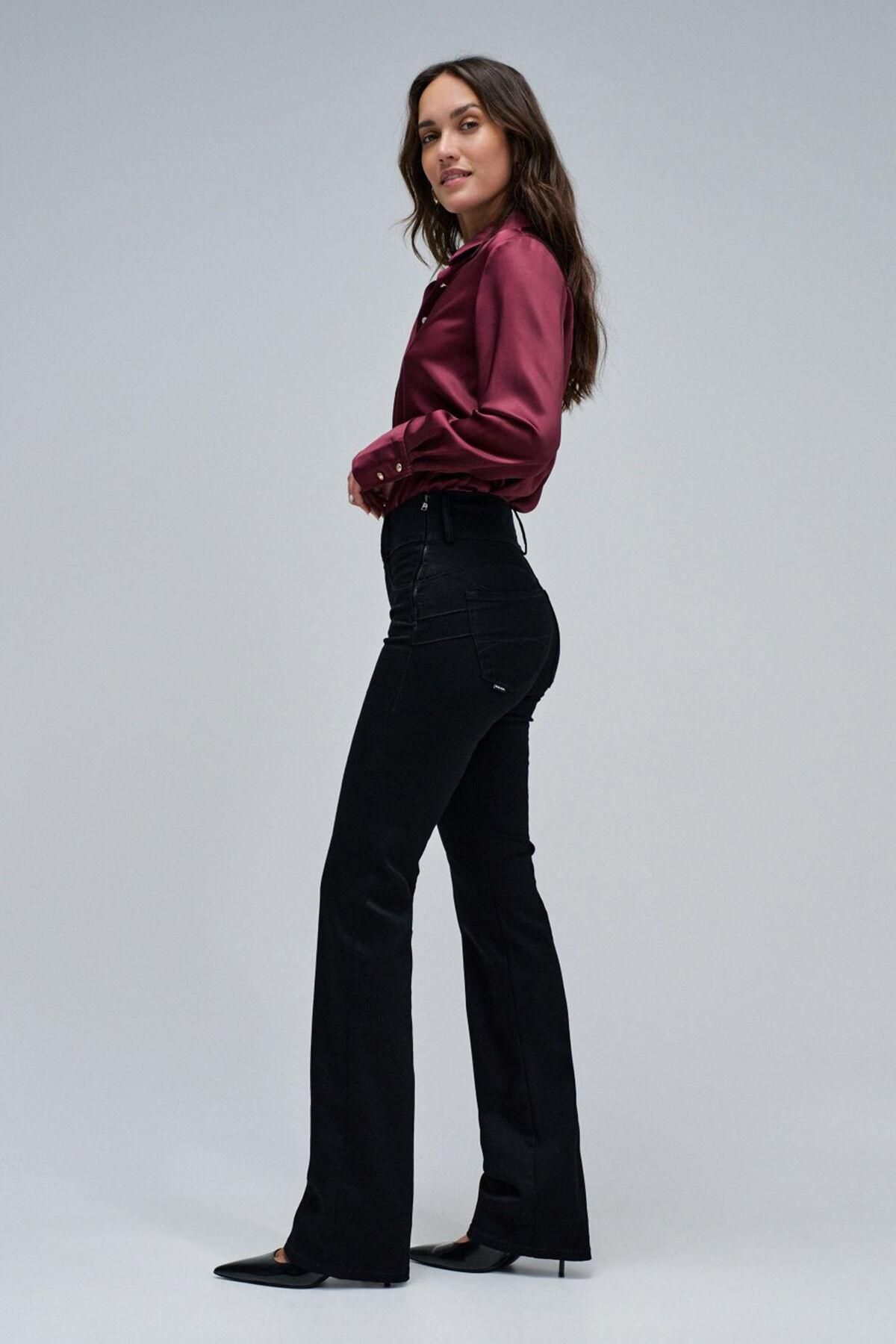 살사진스 푸쉬인 부츠컷 블랙 제깅스 팬츠 5942245 NEGRO - 상세 이미지 3