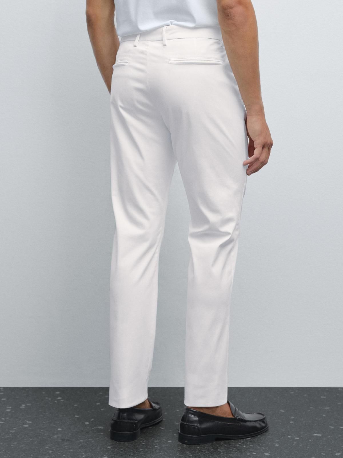 마시모두띠 슬림핏 코튼 블렌드 화이트 슬랙스 팬츠 0001/001 OFF WHITE - 상세 이미지 3
