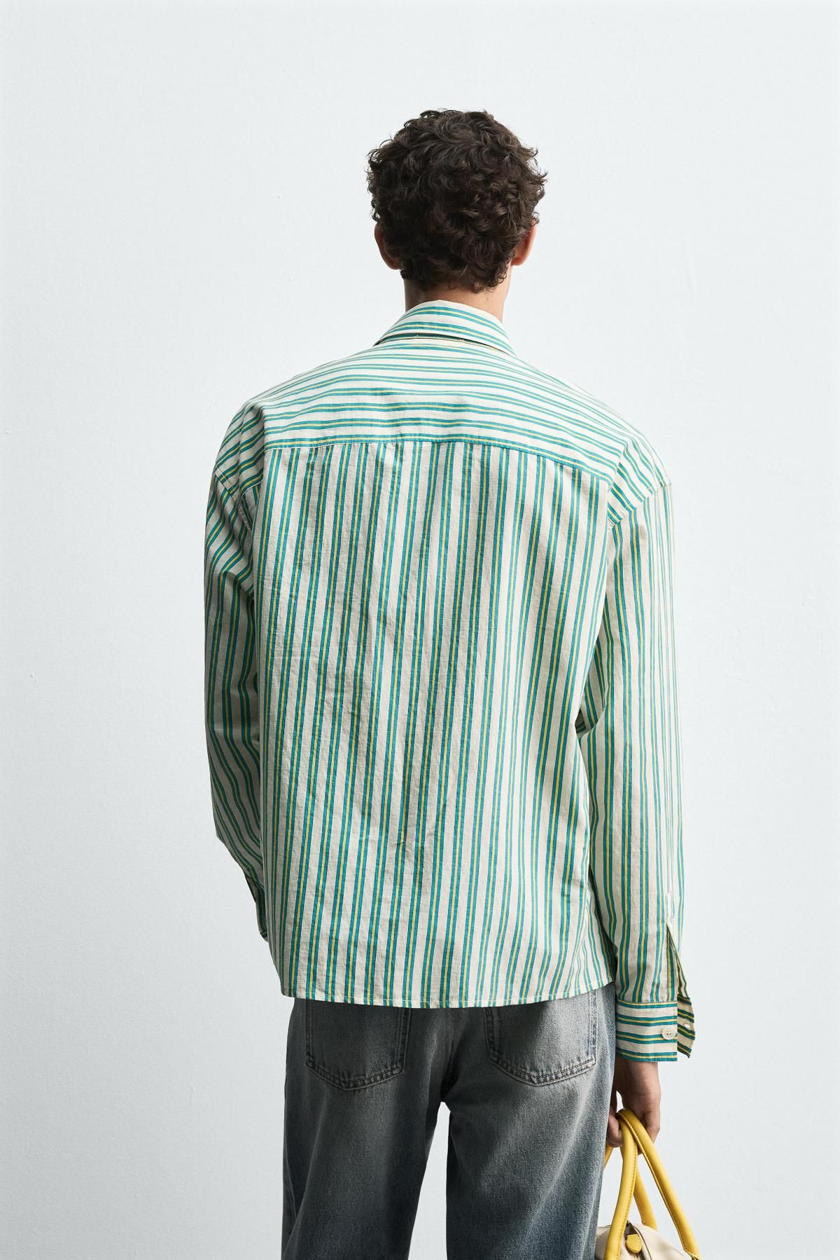 자라 플루토 패치 스트라이프 긴팔 셔츠 X 해리 램버트 디즈니 6085/188 WHITE / GREEN - 상세 이미지 4