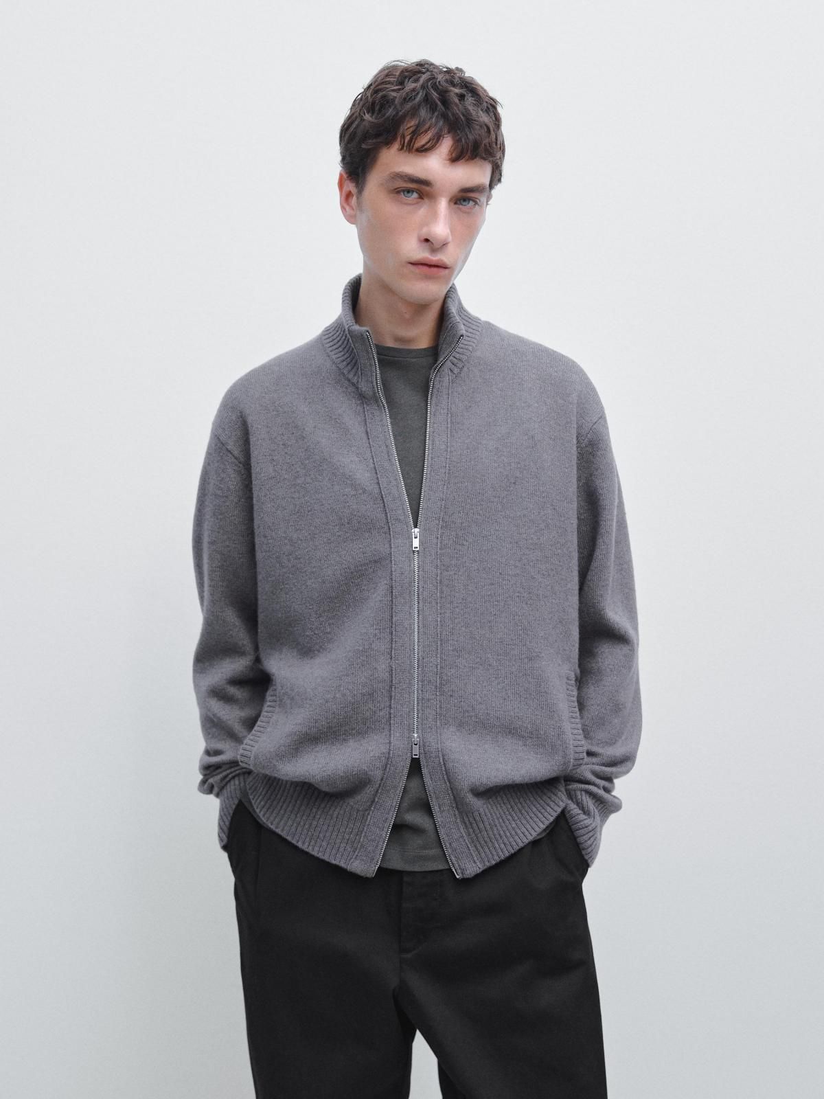 마시모두띠 테크니컬 울블렌드 집업 니트 가디건 1066/240 ANTHRACITE GREY - 상세 이미지 3