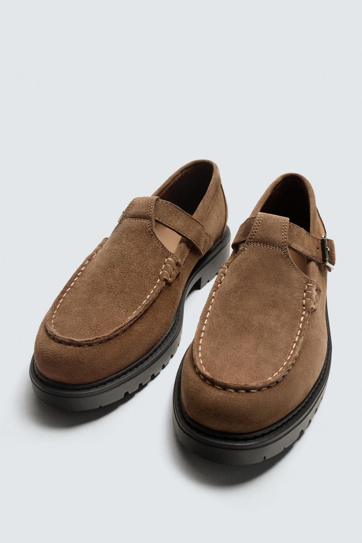 자라 스웨이드 레더 메리제인 청키솔 버클 슈즈 2444/620 BROWN - 상세 이미지 2