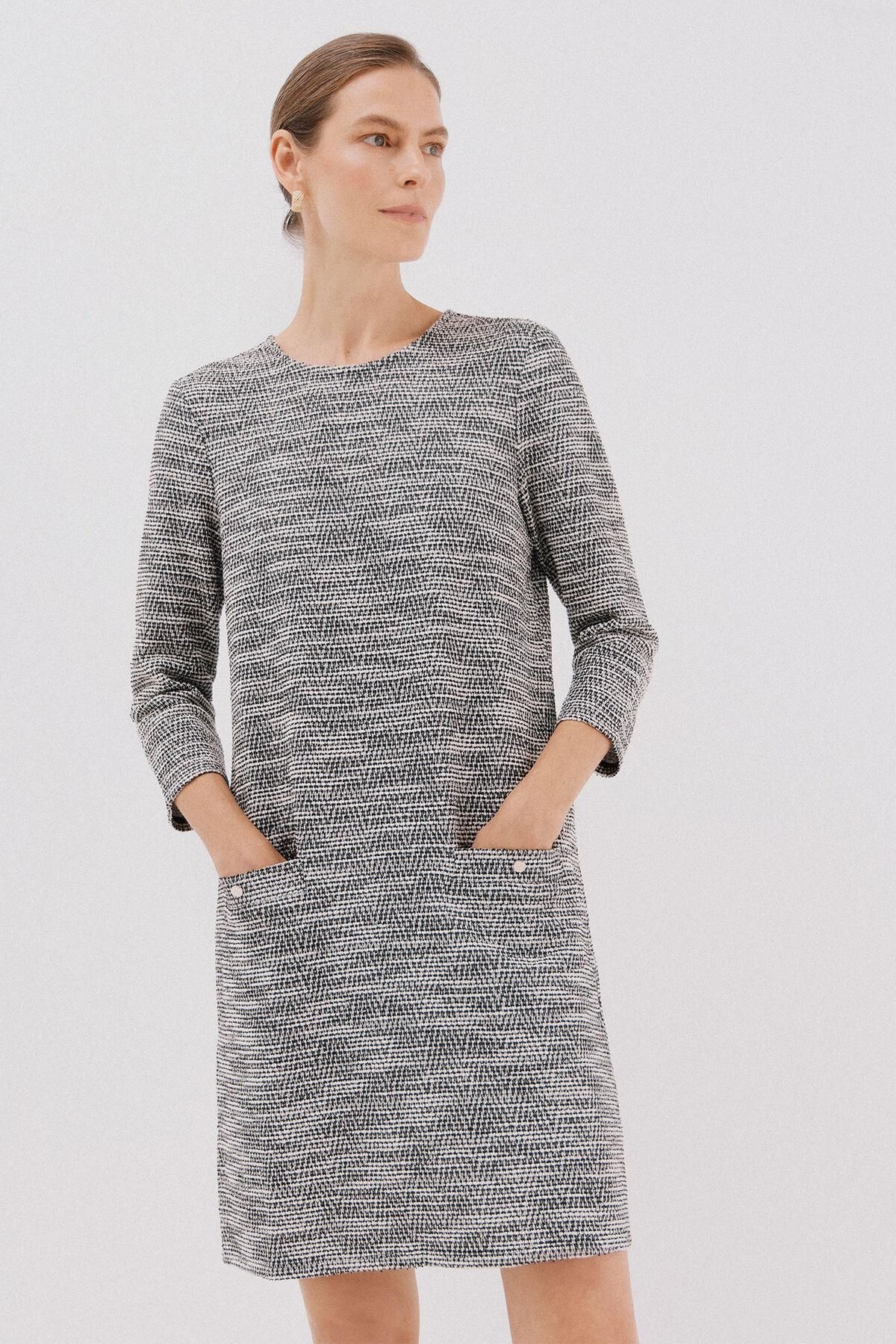 꼬르떼피엘 트위드 7부 소매 미니 원피스 5202682 ESTAMPADO BLANCO - 상품 이미지