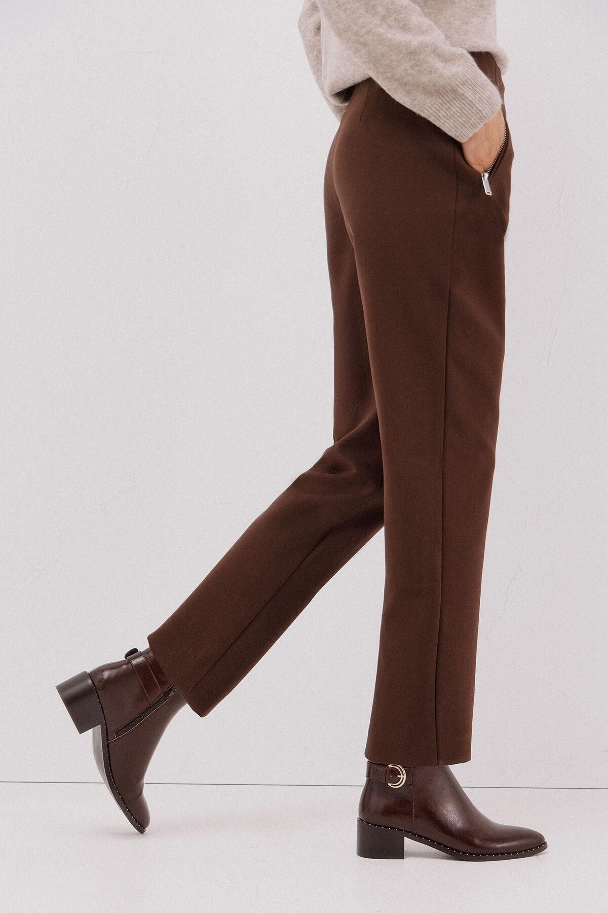 꼬르떼피엘 하이웨이스트 슬림핏 슬랙스 팬츠 6142022 MARRON OSCURO - 상세 이미지 5