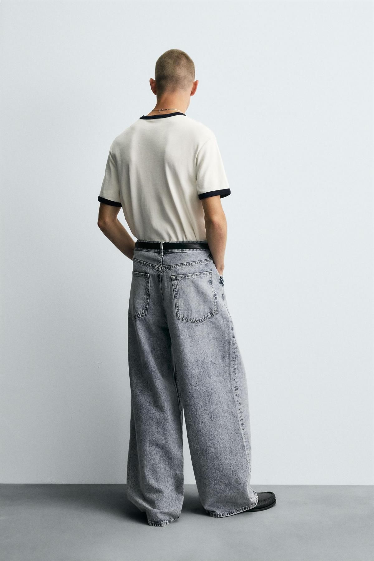 자라 트렌디 와이드 배기핏 데님 청바지 0943/400 GREY / BLUE - 상세 이미지 4