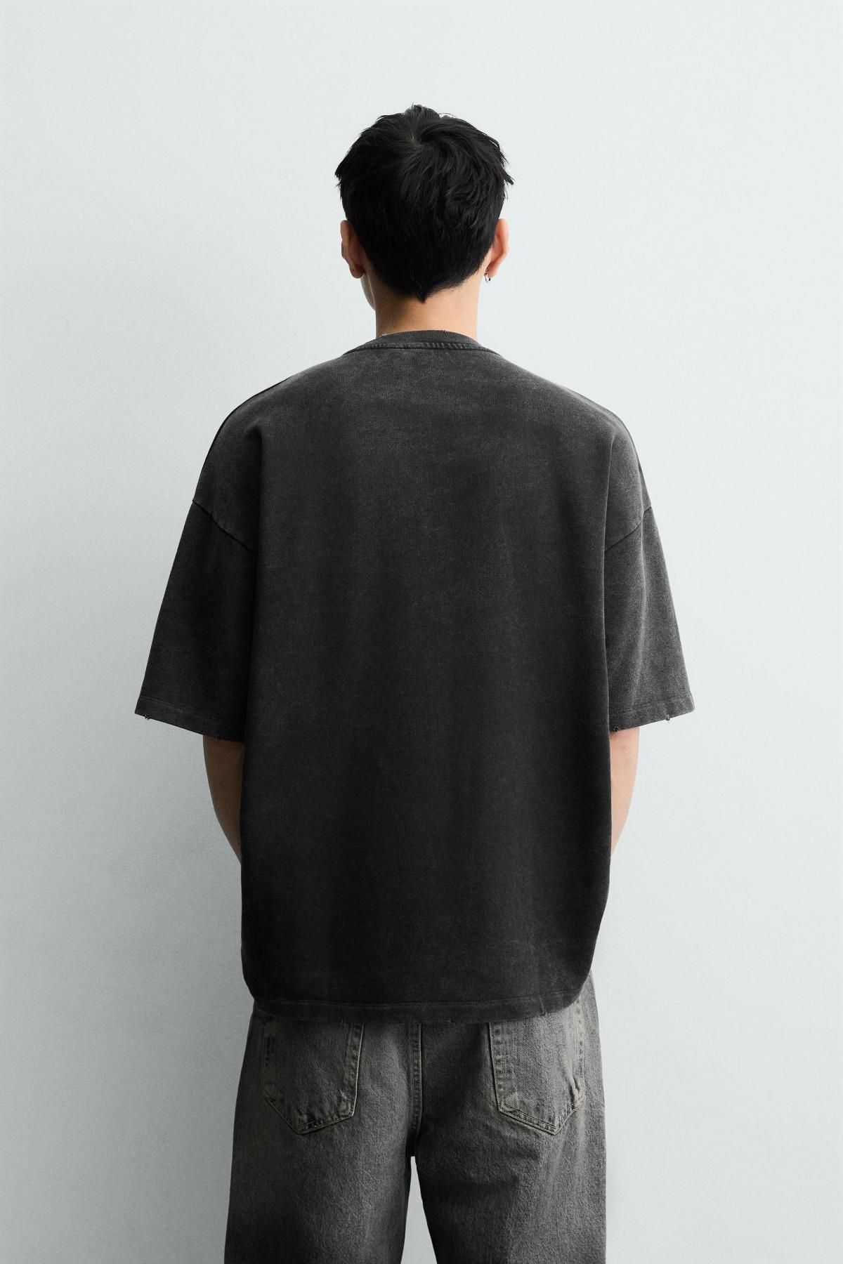 자라 빈티지 프린트 워싱 반팔 맨투맨 6224/528 DARK ANTHRACITE - 상세 이미지 4